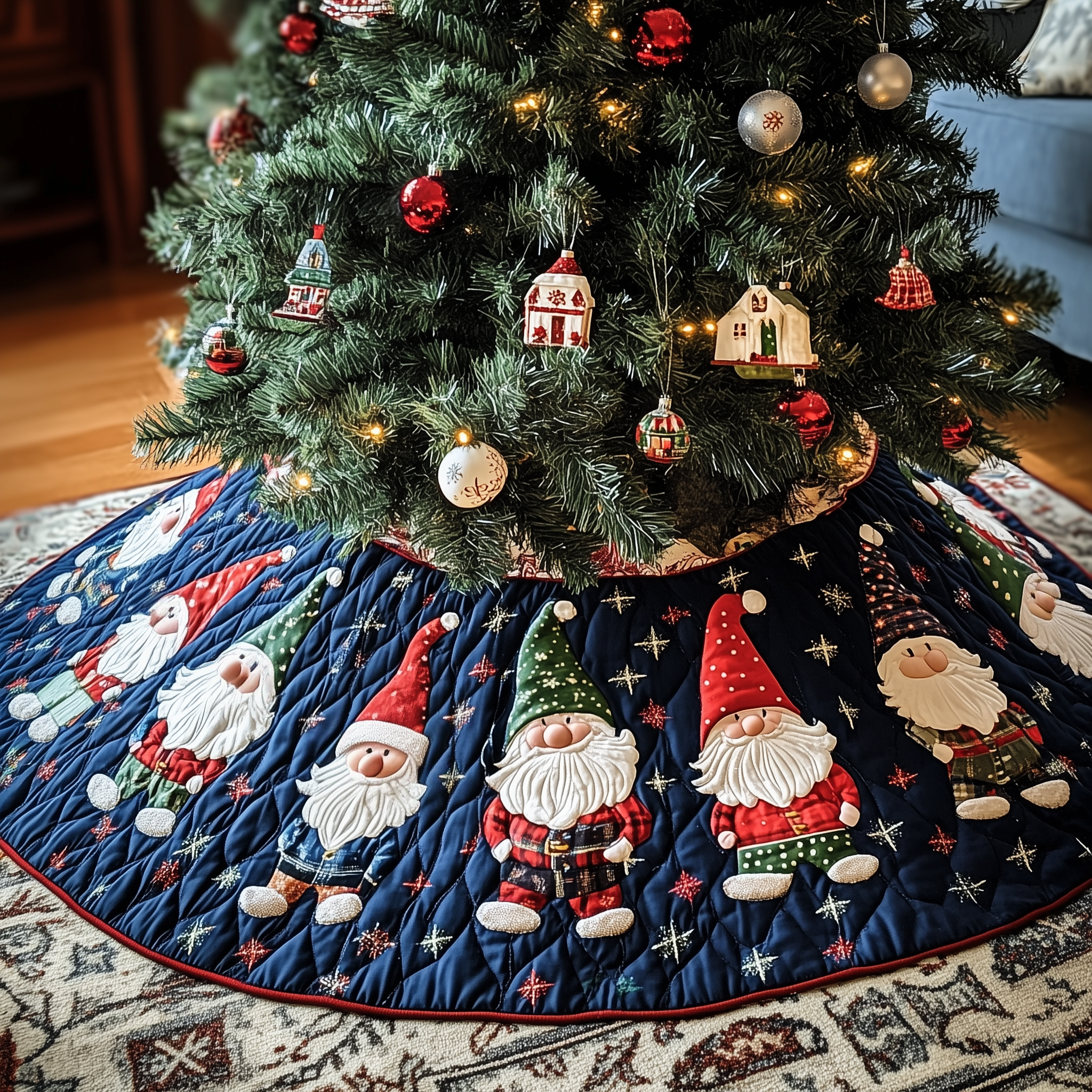 Christmas Gnome Quilted Tree Skirt Feel the Love of Christmas with Thoughtful Tree Decor Christmas Gnome Quilted Tree Skirt Feel the Love of Christmas with Thoughtful Tree Decor