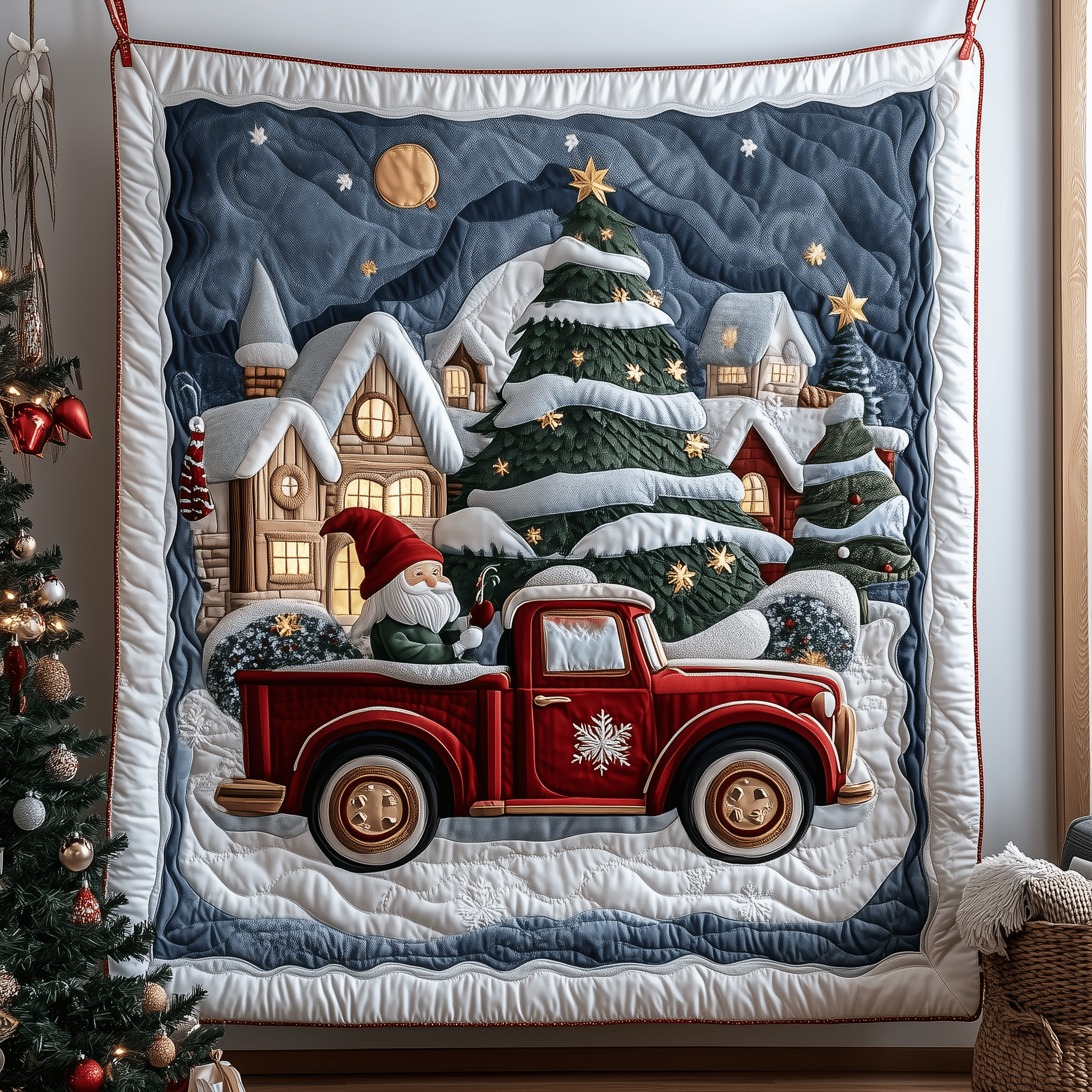 Christmas Gnomes Quilted Blanket Feel the Elegance of a Blanket That's Truly Yours Christmas Gnomes Quilted Blanket Feel the Elegance of a Blanket That's Truly Yours