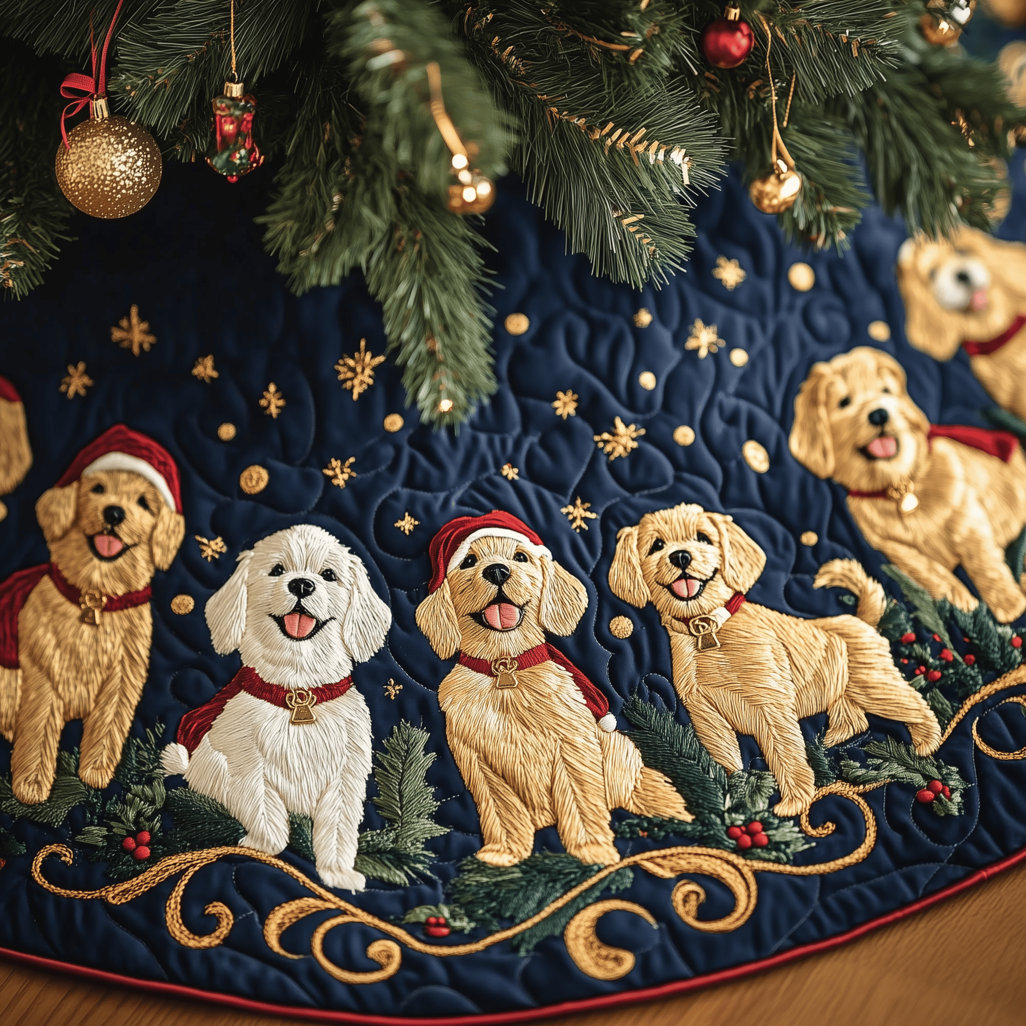 Christmas Golden Retriever Quilted Tree Skirt Feel the Peace of the Holidays with a Thoughtful Tree Skirt Christmas Golden Retriever Quilted Tree Skirt Feel the Peace of the Holidays with a Thoughtful Tree Skirt