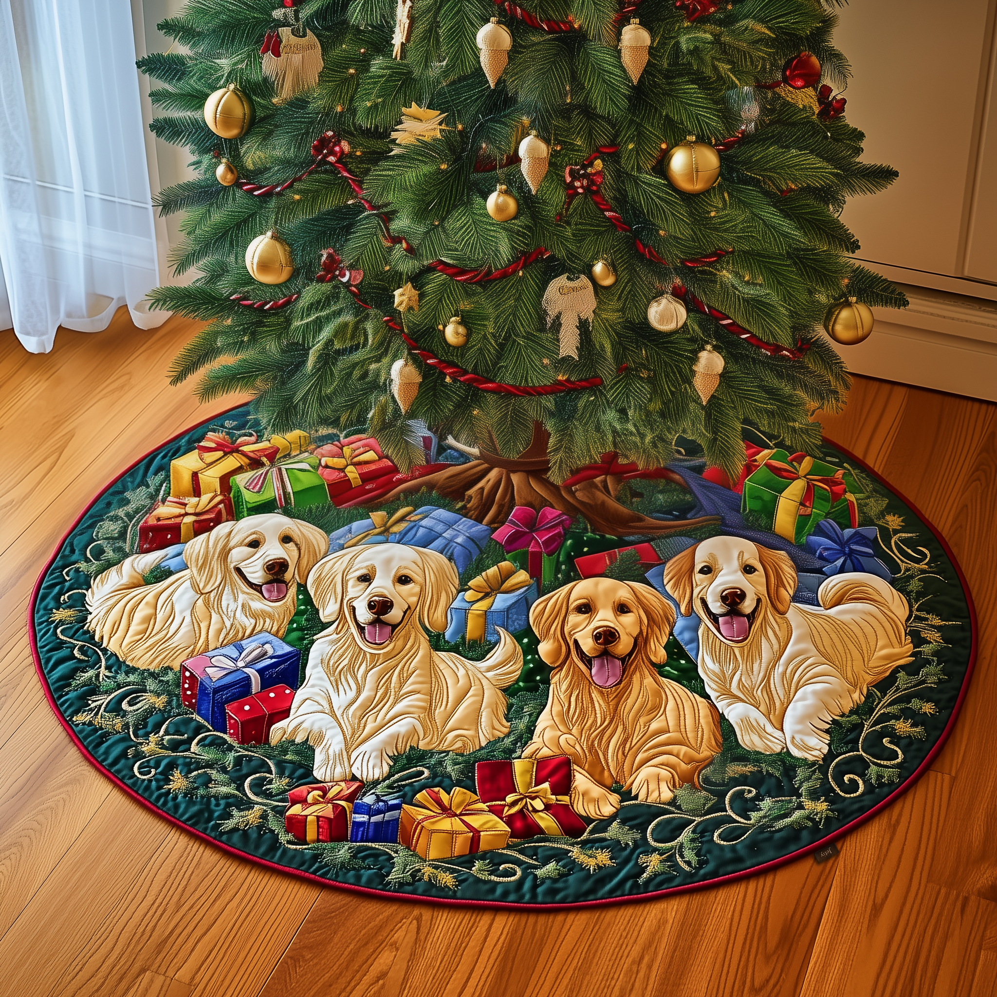 Christmas Golden Retriever Quilted Tree Skirt Make Every Moment Merry with a Stylish Tree Skirt Christmas Golden Retriever Quilted Tree Skirt Make Every Moment Merry with a Stylish Tree Skirt