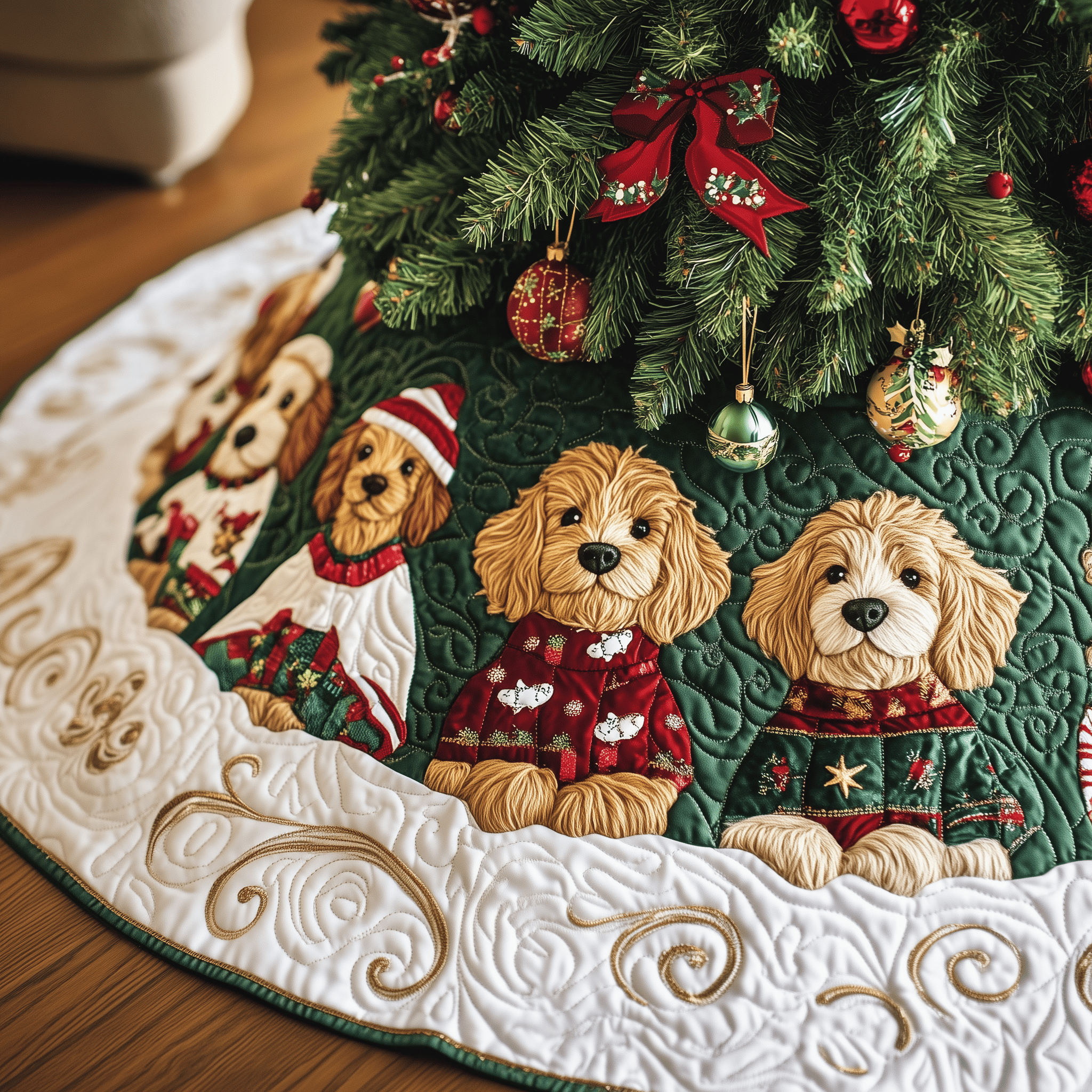 Christmas Goldendoodle Quilted Tree Skirt Celebrate Traditions Safely with a Timeless Tree Skirt Christmas Goldendoodle Quilted Tree Skirt Celebrate Traditions Safely with a Timeless Tree Skirt