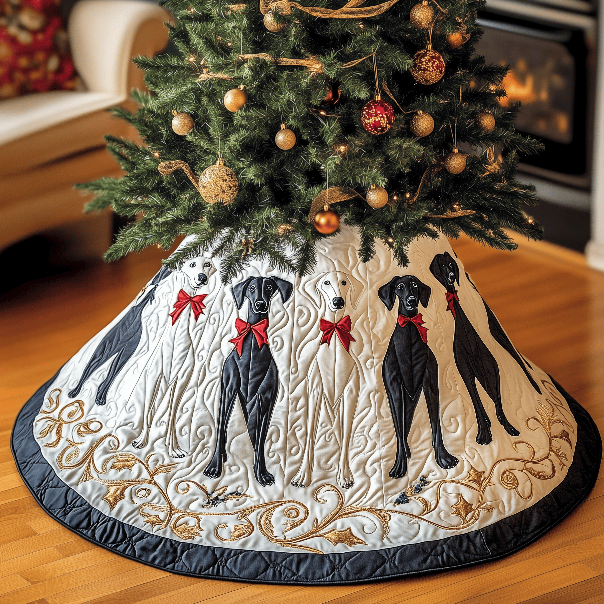 Christmas Greyhound Quilted Tree Skirt Add Heart to Your Holidays with a Durable Tree Skirt Christmas Greyhound Quilted Tree Skirt Add Heart to Your Holidays with a Durable Tree Skirt