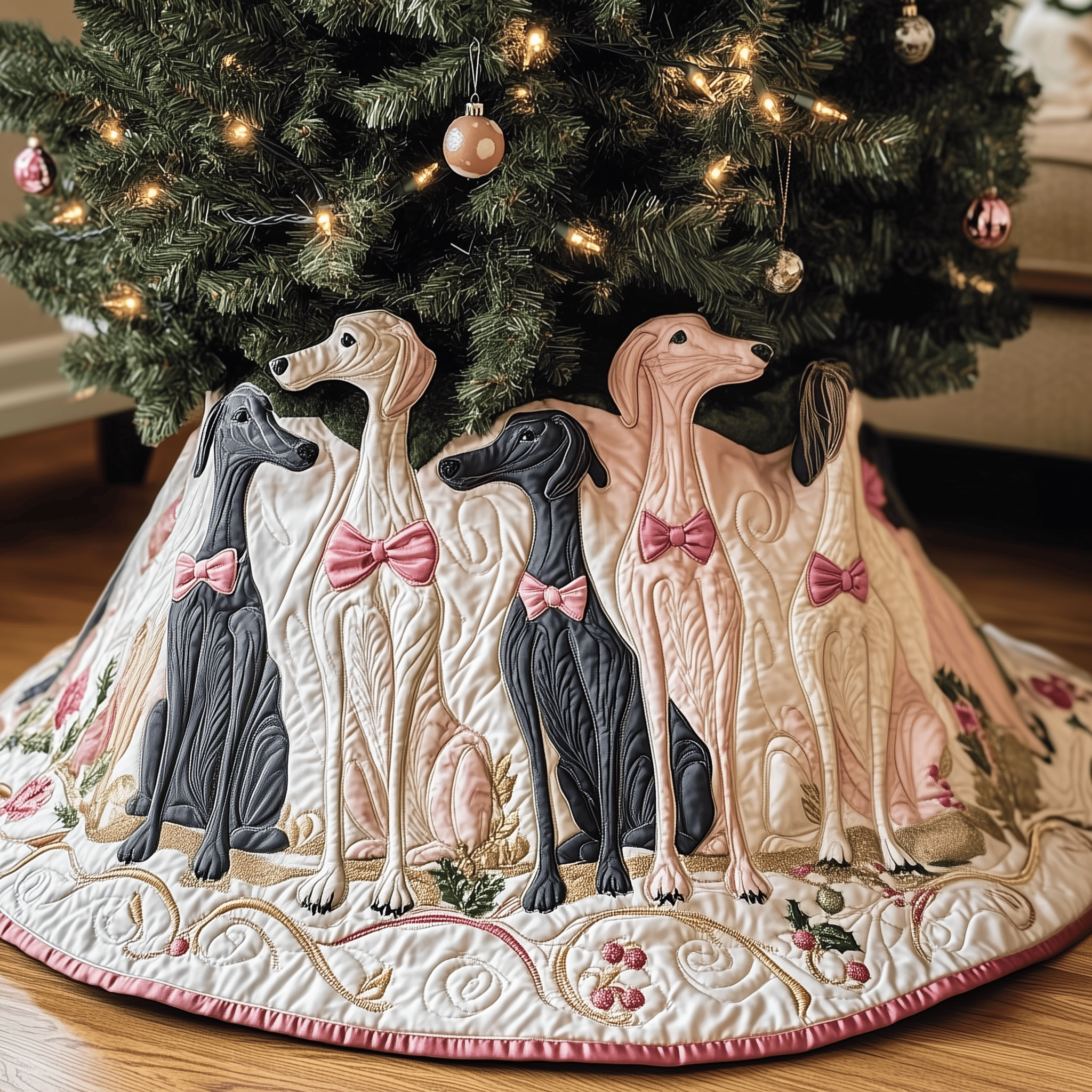 Christmas Greyhound Quilted Tree Skirt Celebrate Togetherness with Thoughtful Holiday Decor Christmas Greyhound Quilted Tree Skirt Celebrate Togetherness with Thoughtful Holiday Decor