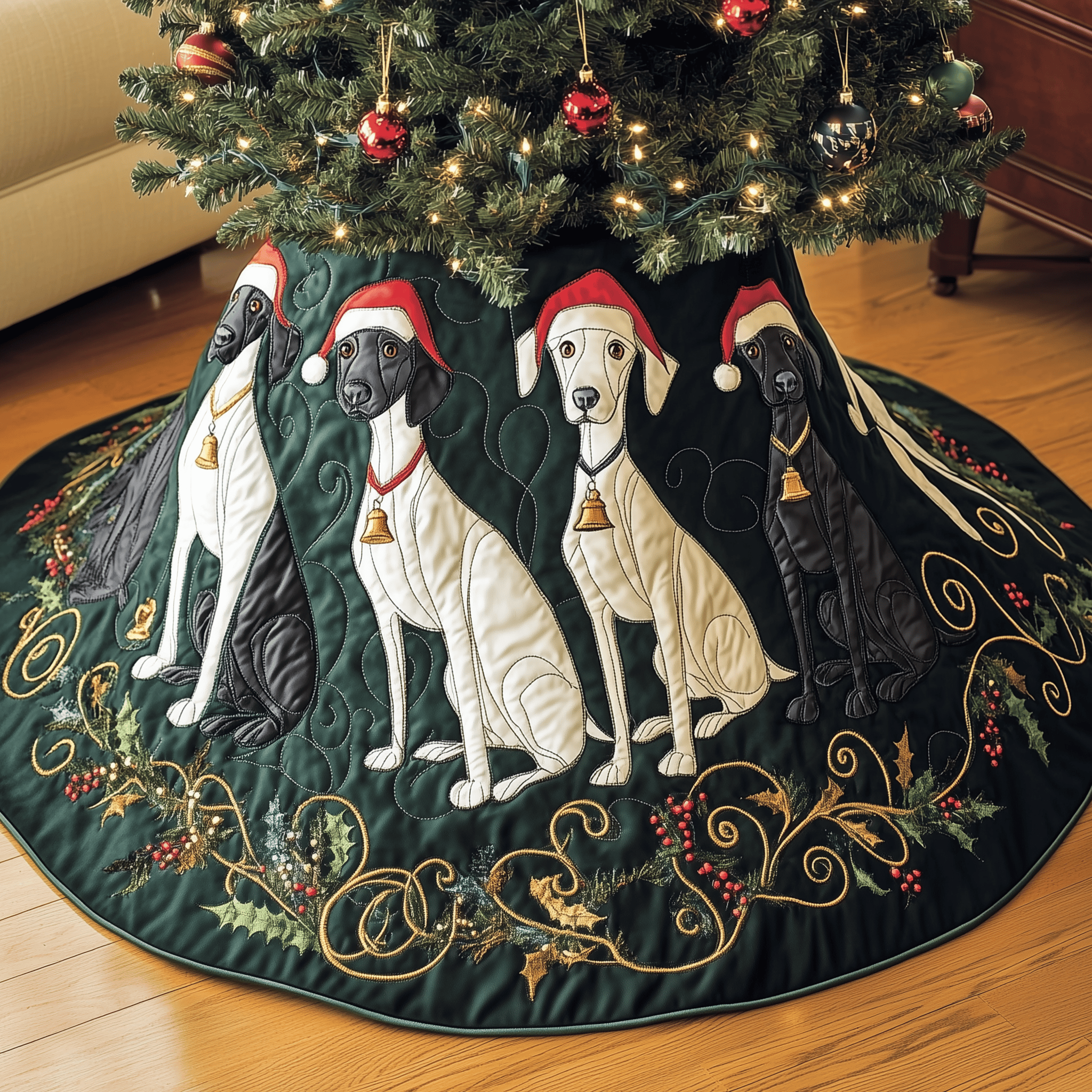 Christmas Greyhound Quilted Tree Skirt Celebrate Without Worry Choose a Secure Tree Skirt Christmas Greyhound Quilted Tree Skirt Celebrate Without Worry Choose a Secure Tree Skirt