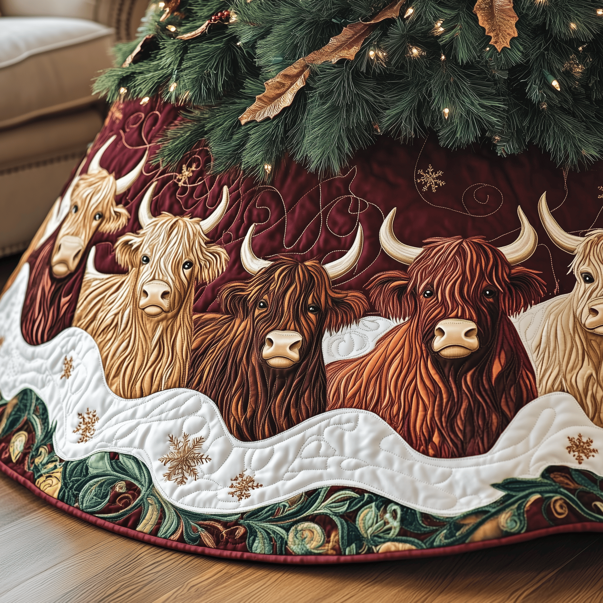 Christmas Highland Cow Quilted Tree Skirt Wrap Your Holidays in Comfort with the Right Tree Skirt Christmas Highland Cow Quilted Tree Skirt Wrap Your Holidays in Comfort with the Right Tree Skirt