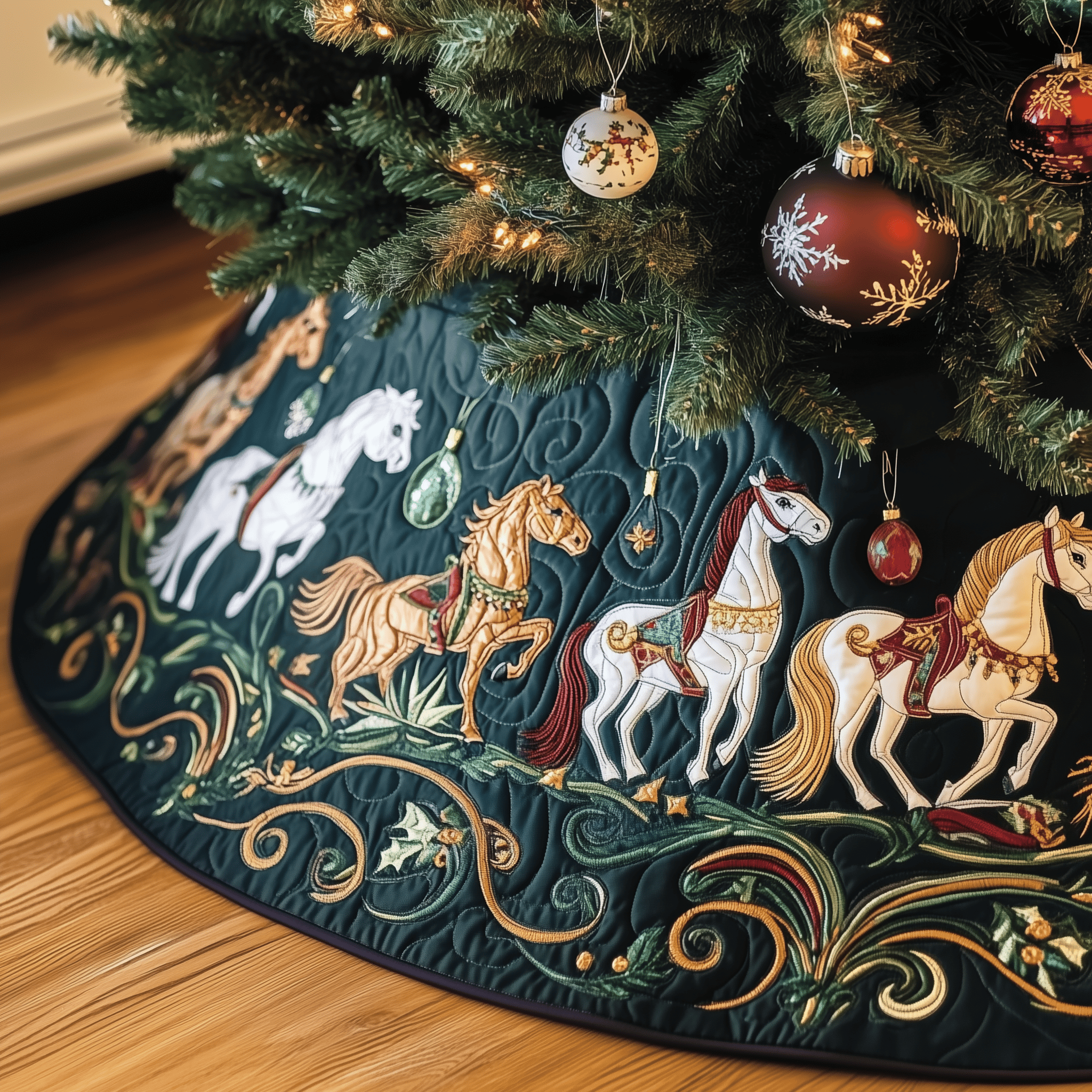 Christmas Horse Quilted Tree Skirt Bring Life to Your Holidays with a Safe and Stylish Skirt Christmas Horse Quilted Tree Skirt Bring Life to Your Holidays with a Safe and Stylish Skirt