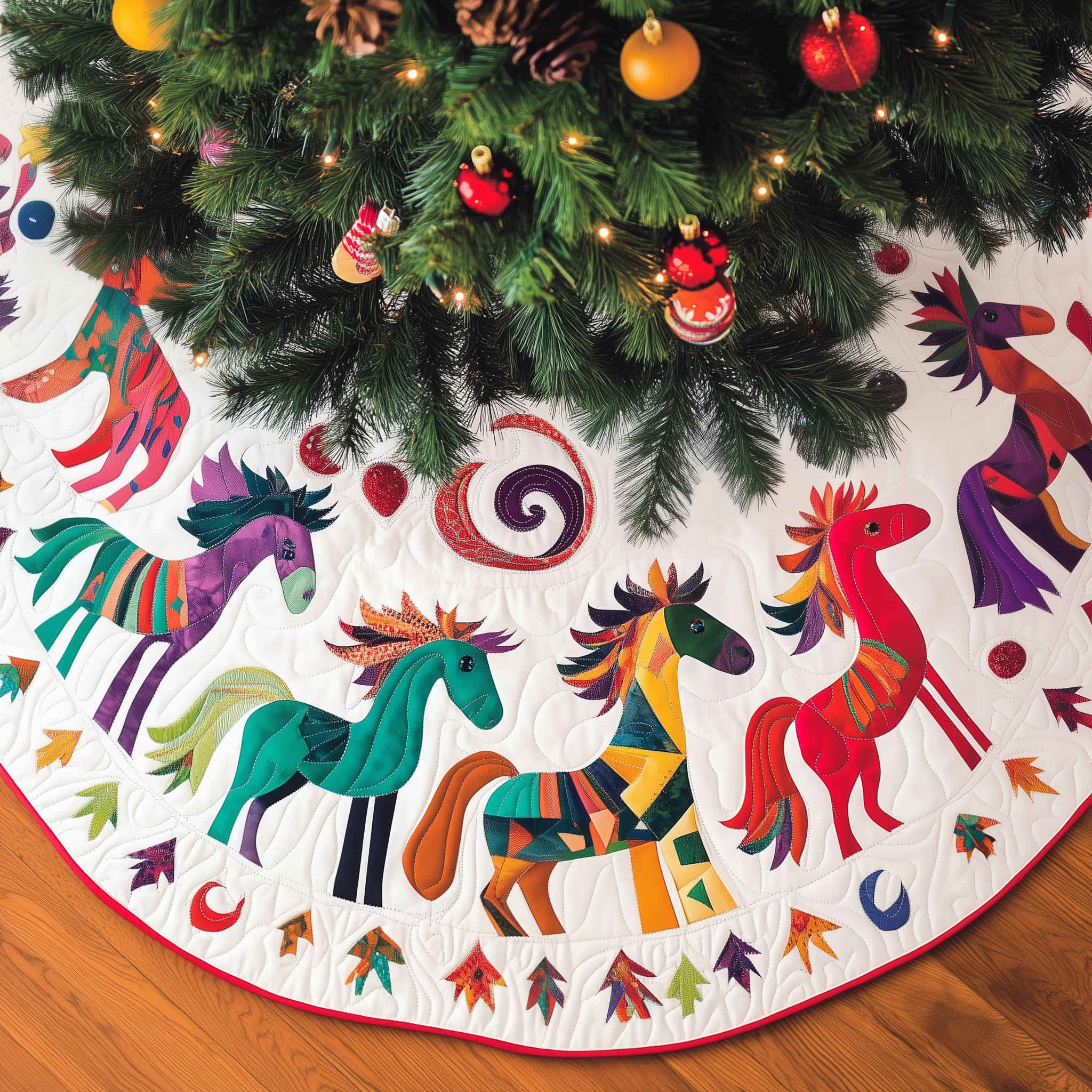 Christmas Horse Quilted Tree Skirt Celebrate Beautifully with a Reliable Tree Skirt Christmas Horse Quilted Tree Skirt Celebrate Beautifully with a Reliable Tree Skirt