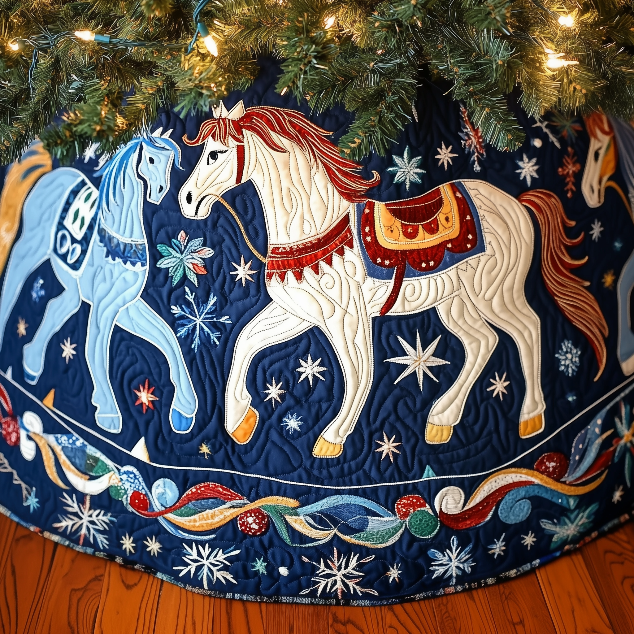 Christmas Horse Quilted Tree Skirt Celebrate Every Detail with a Safe and Stylish Tree Skirt Christmas Horse Quilted Tree Skirt Celebrate Every Detail with a Safe and Stylish Tree Skirt