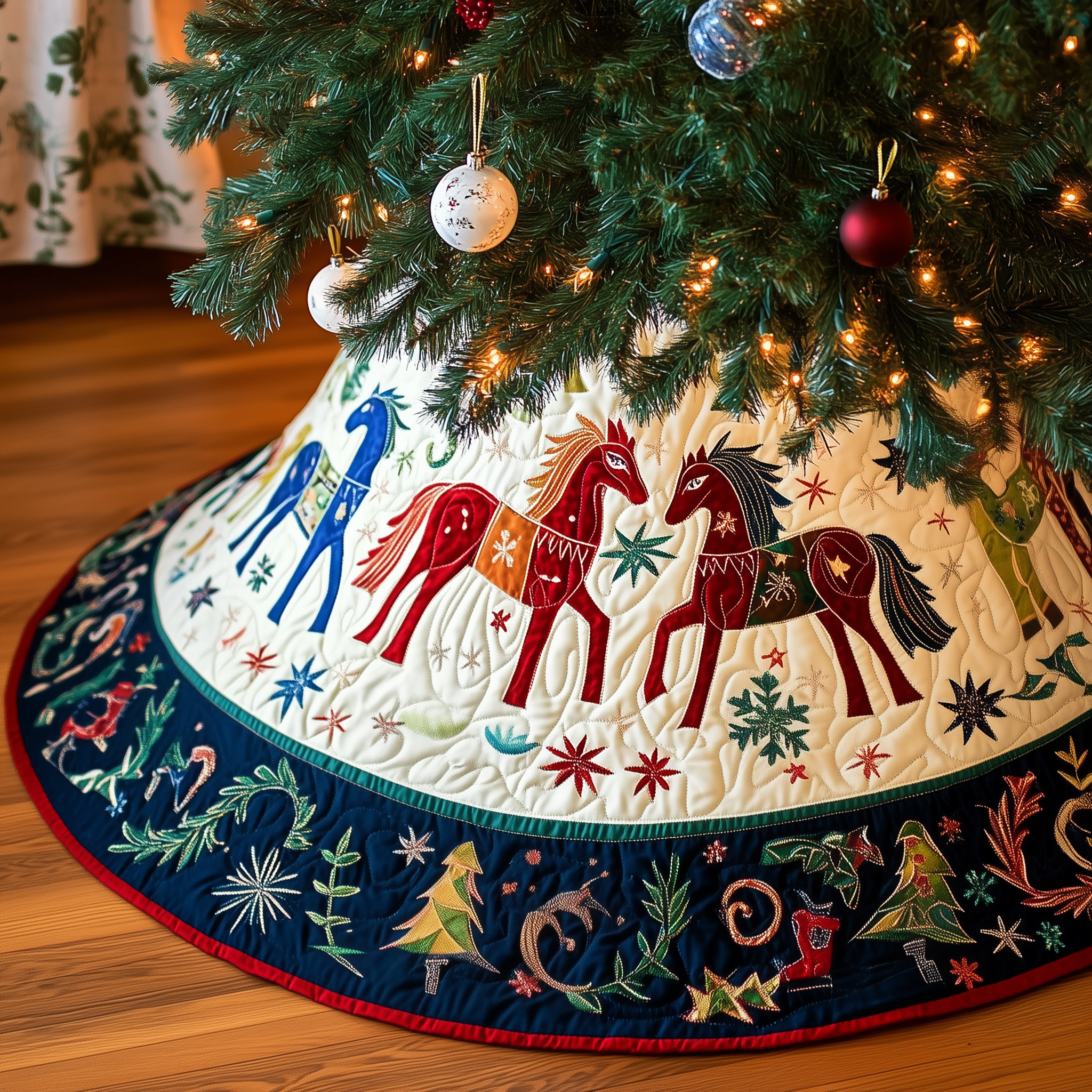 Christmas Horse Quilted Tree Skirt Celebrate Stress-Free with a Tree Skirt That Works Christmas Horse Quilted Tree Skirt Celebrate Stress-Free with a Tree Skirt That Works