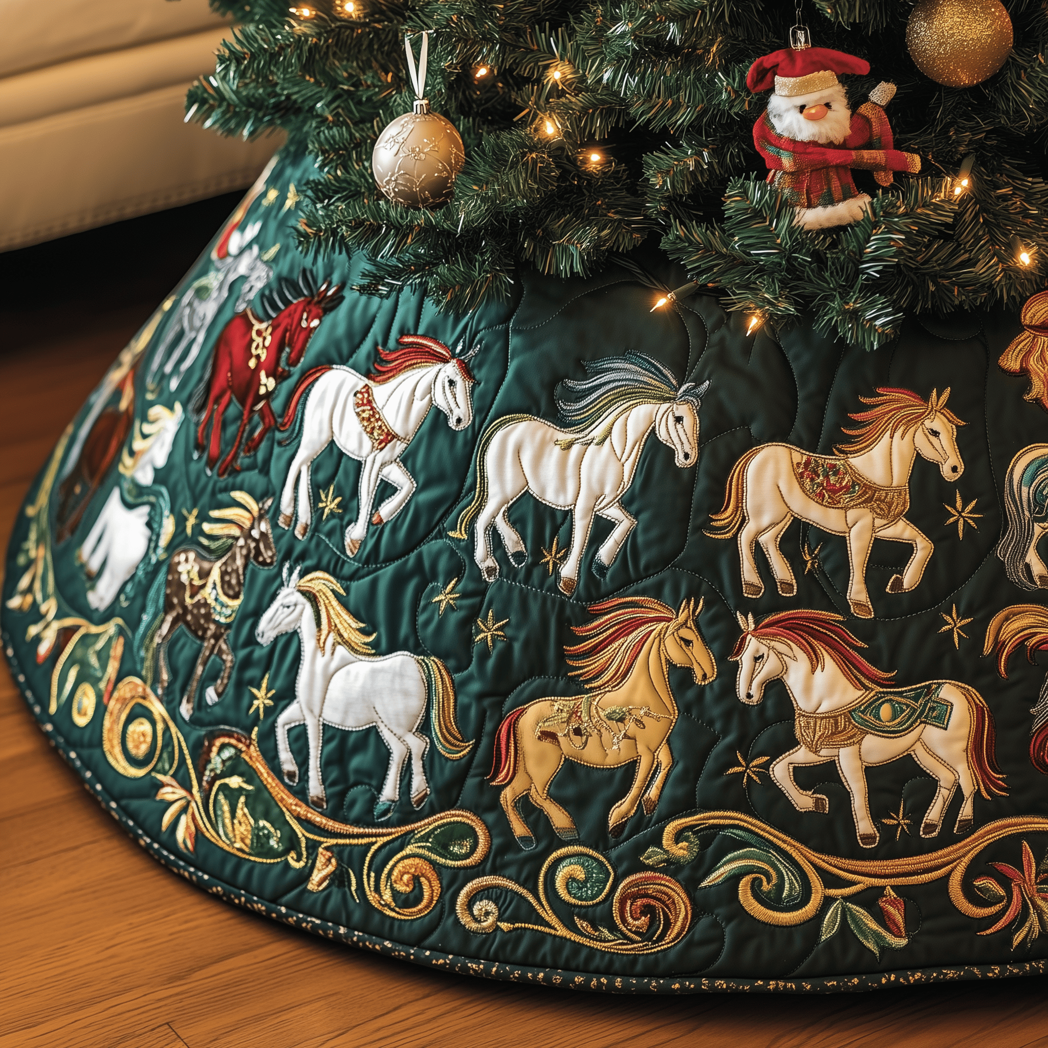 Christmas Horse Quilted Tree Skirt Celebrate Traditions with a Safe and Elegant Tree Skirt Christmas Horse Quilted Tree Skirt Celebrate Traditions with a Safe and Elegant Tree Skirt