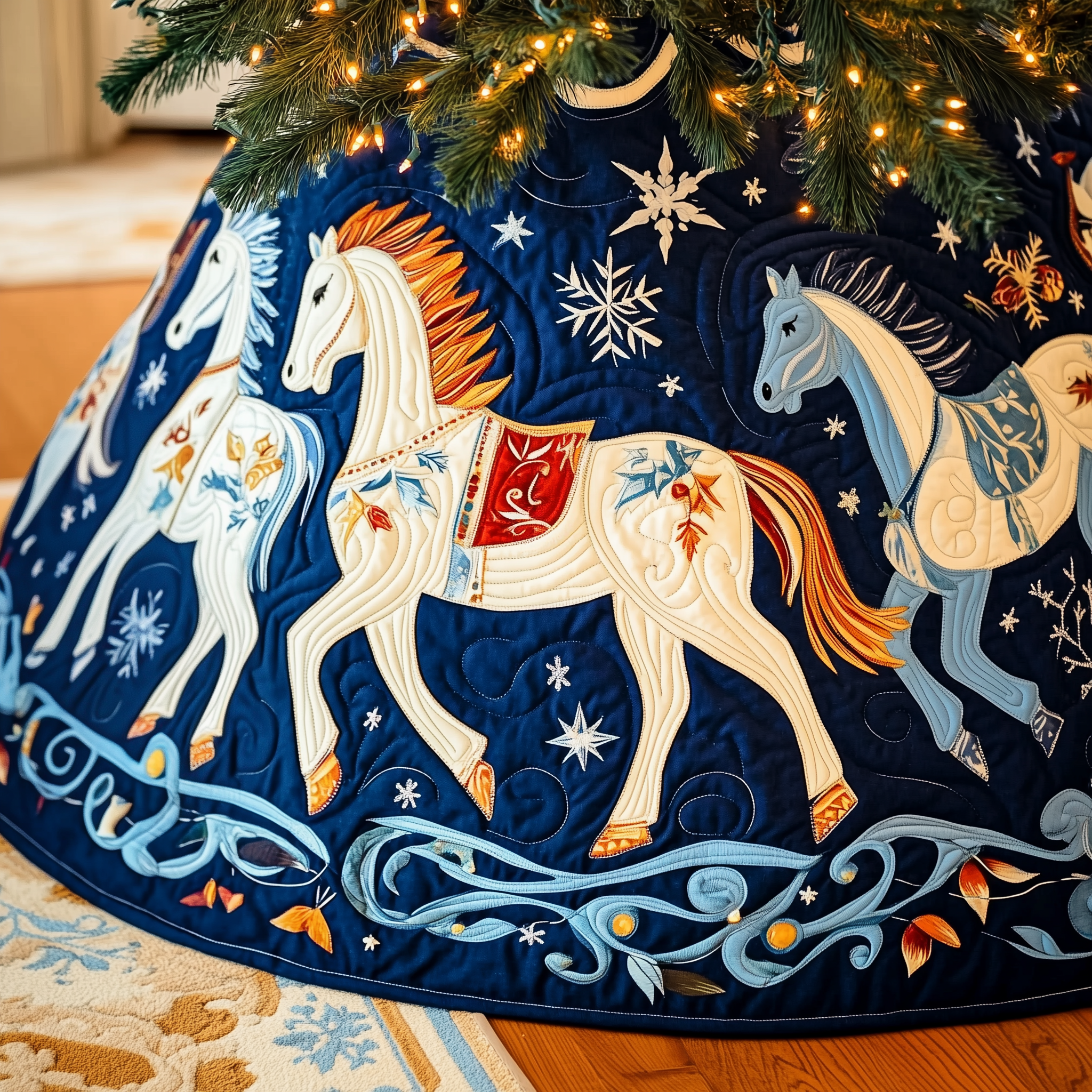 Christmas Horse Quilted Tree Skirt Relax and Let the Holidays Shine with a Trusted Tree Skirt Christmas Horse Quilted Tree Skirt Relax and Let the Holidays Shine with a Trusted Tree Skirt