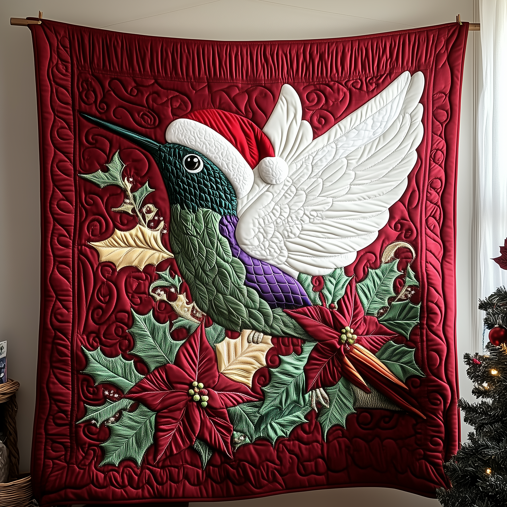 Christmas Hummingbird Quilted Blanket Best Couch Throw Blanket Hummingbird Gifts For Her Christmas Hummingbird Quilted Blanket Best Couch Throw Blanket Hummingbird Gifts For Her