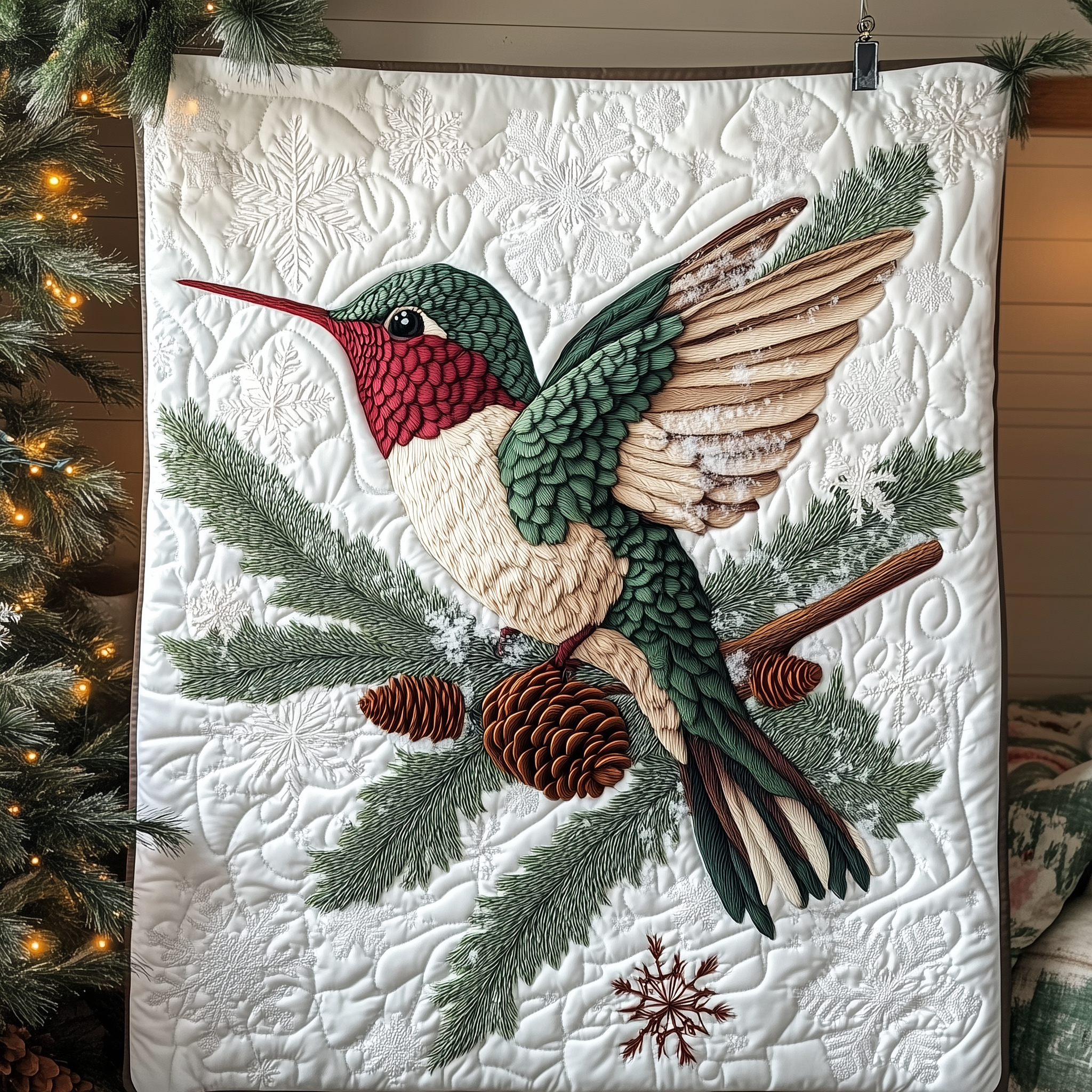 Christmas Hummingbird Quilted Blanket Sofa Blanket Hummingbird Themed Gifts Christmas Hummingbird Quilted Blanket Sofa Blanket Hummingbird Themed Gifts