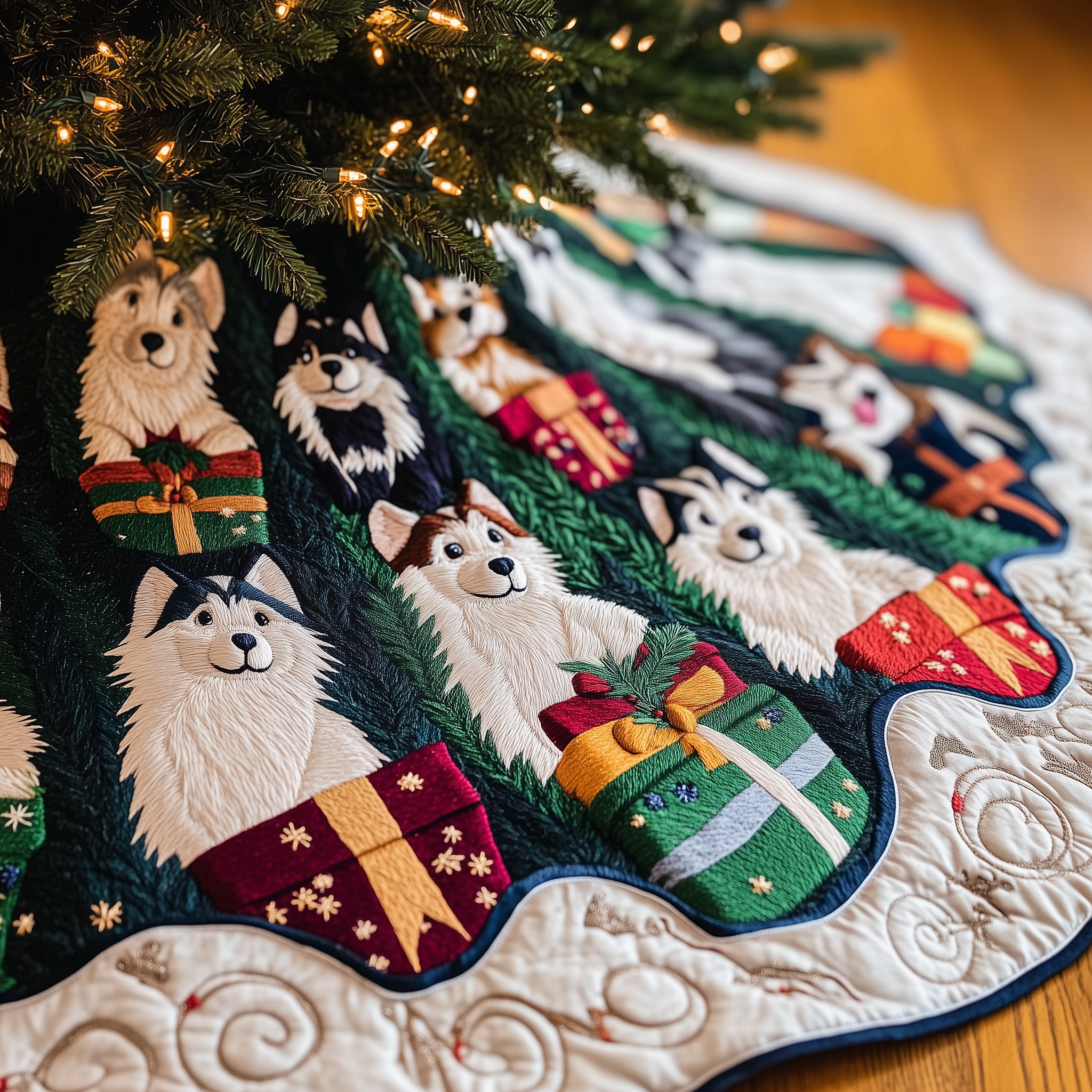 Christmas Husky Quilted Tree Skirt Feel Like Home with the Perfect Holiday Tree Skirt Christmas Husky Quilted Tree Skirt Feel Like Home with the Perfect Holiday Tree Skirt