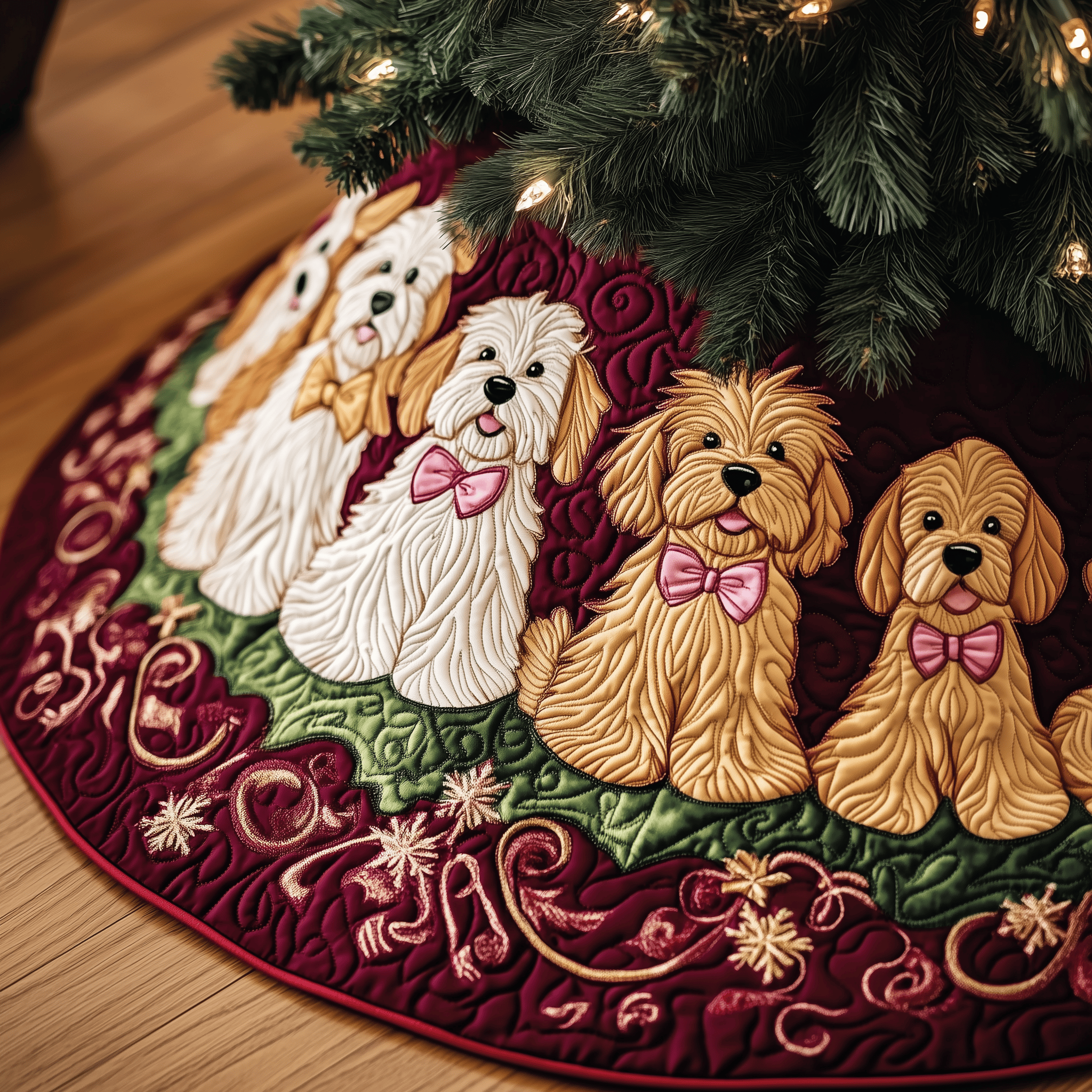 Christmas Joyful Doodle Quilted Tree Skirt Add Comfort and Joy to Your Home with a Durable Tree Skirt Christmas Joyful Doodle Quilted Tree Skirt Add Comfort and Joy to Your Home with a Durable Tree Skirt