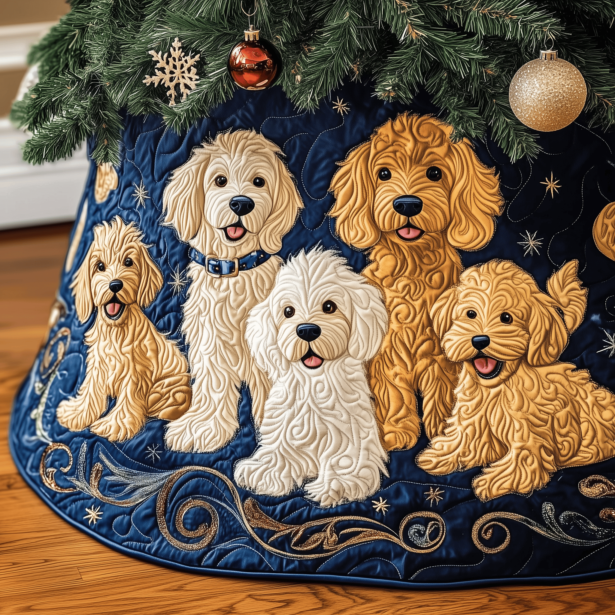 Christmas Joyful Doodle Quilted Tree Skirt Celebrate the Season Safely with a Durable Tree Skirt Christmas Joyful Doodle Quilted Tree Skirt Celebrate the Season Safely with a Durable Tree Skirt