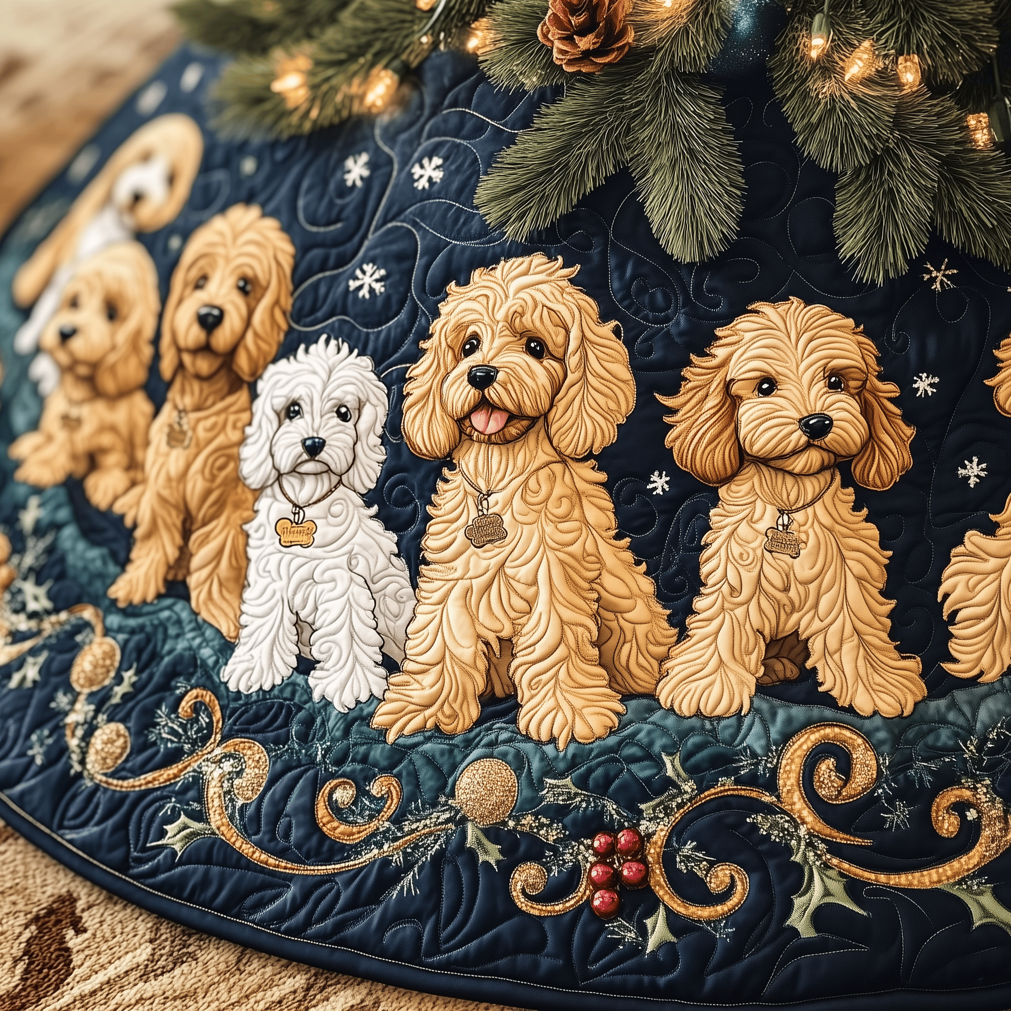 Christmas Joyful Doodle Quilted Tree Skirt Experience the Magic of Christmas with a Stylish Tree Skirt Christmas Joyful Doodle Quilted Tree Skirt Experience the Magic of Christmas with a Stylish Tree Skirt