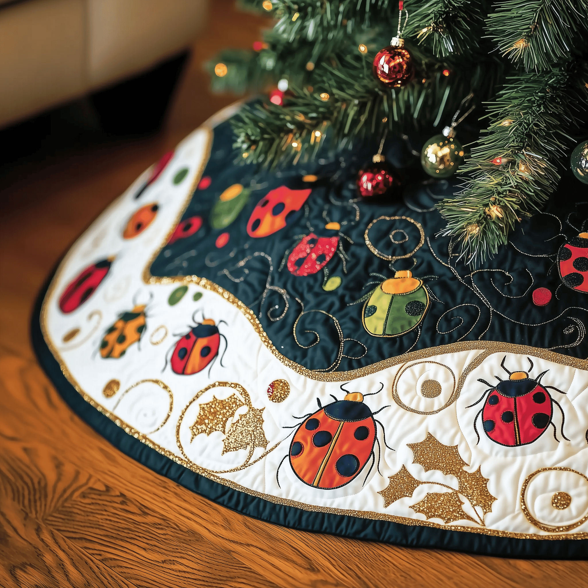 Christmas Joyful Ladybug Quilted Tree Skirt Enjoy a Peaceful Holiday with the Perfect Tree Skirt Christmas Joyful Ladybug Quilted Tree Skirt Enjoy a Peaceful Holiday with the Perfect Tree Skirt