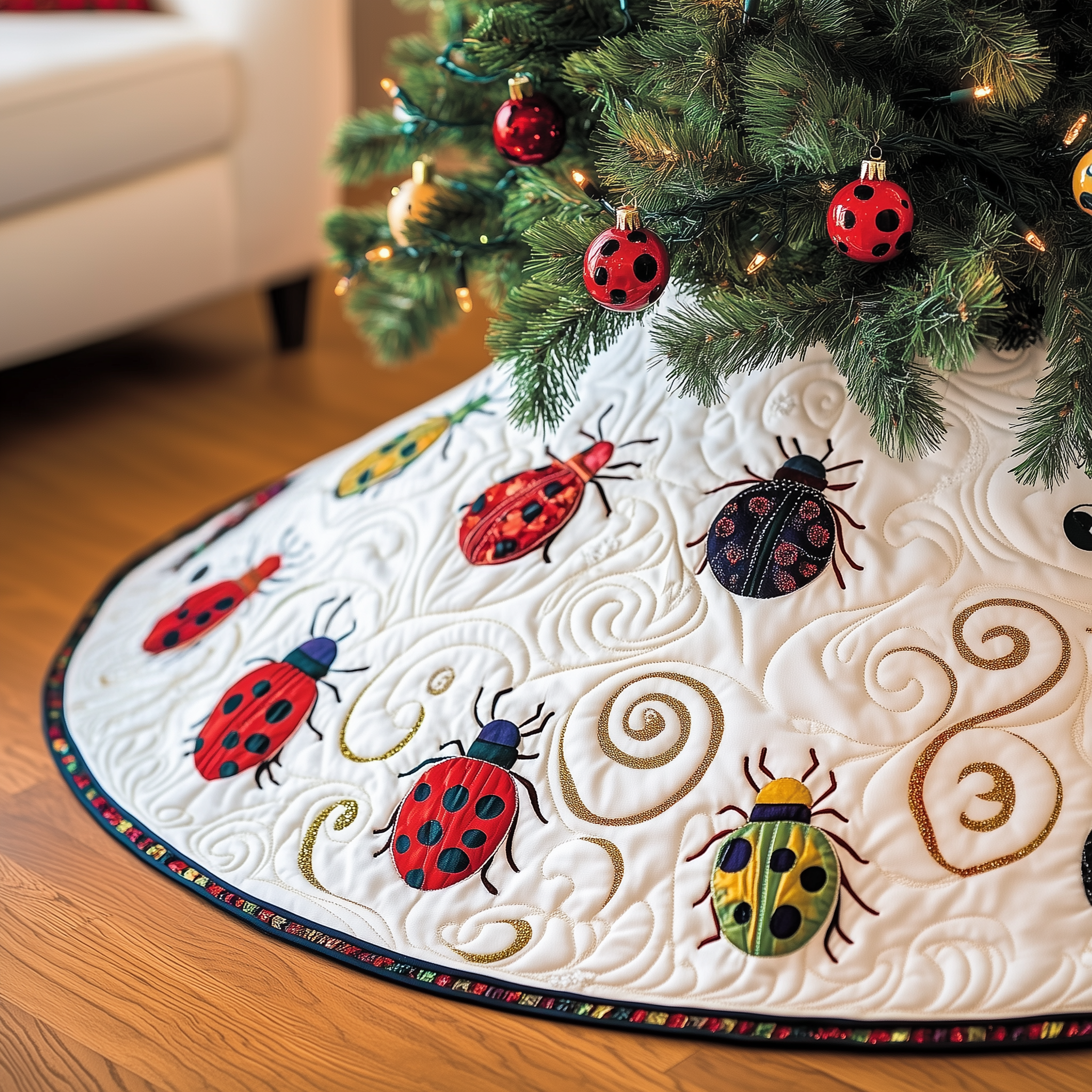 Christmas Joyful Ladybug Quilted Tree Skirt Protect Your Home with a Tree Skirt Designed for Joy Christmas Joyful Ladybug Quilted Tree Skirt Protect Your Home with a Tree Skirt Designed for Joy