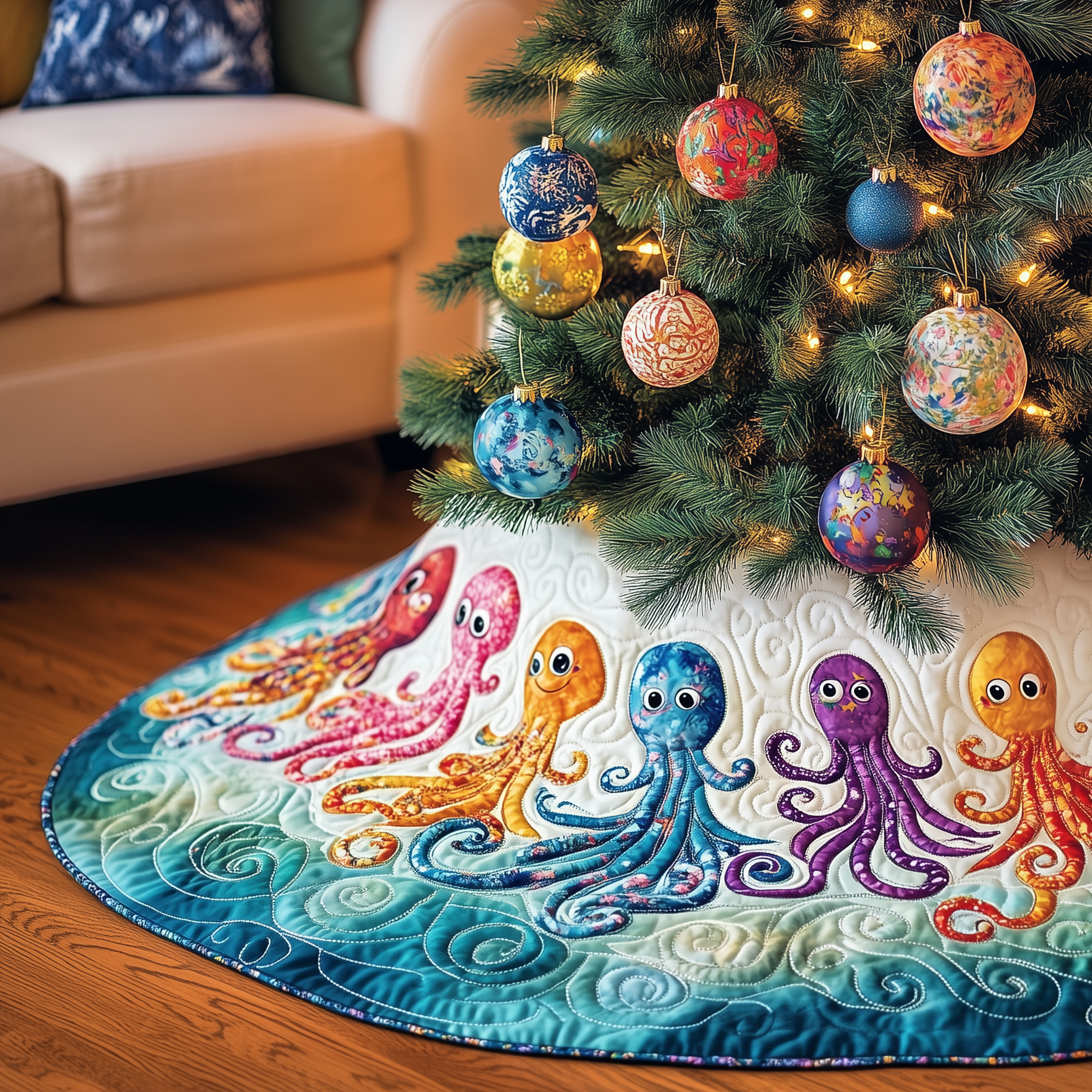 Christmas Joyful Octopus Quilted Tree Skirt Make Every Moment Merry with a Stylish Tree Skirt Christmas Joyful Octopus Quilted Tree Skirt Make Every Moment Merry with a Stylish Tree Skirt