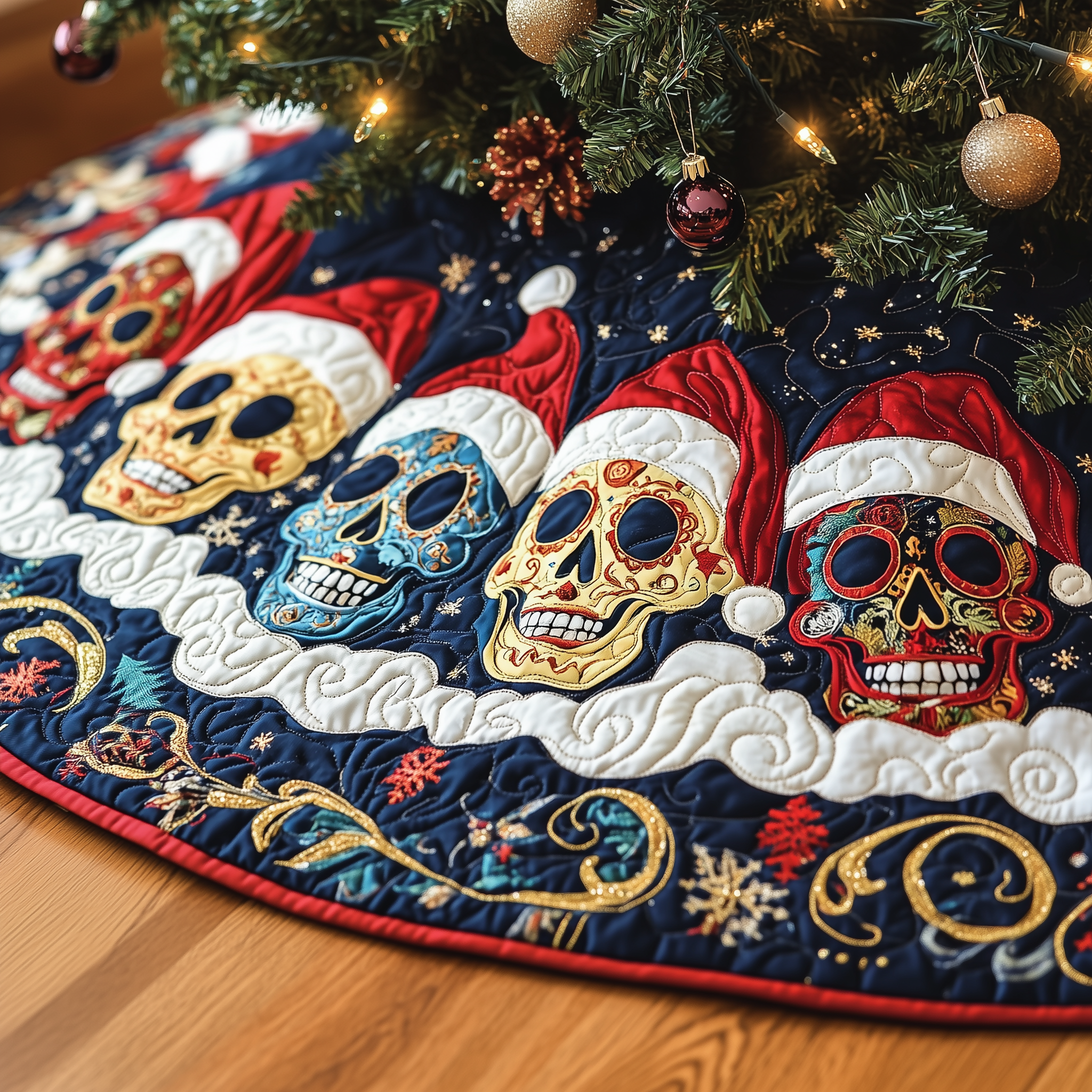 Christmas Joyful Skull Quilted Tree Skirt Celebrate Life's Little Moments with a Perfect Tree Skirt Christmas Joyful Skull Quilted Tree Skirt Celebrate Life's Little Moments with a Perfect Tree Skirt