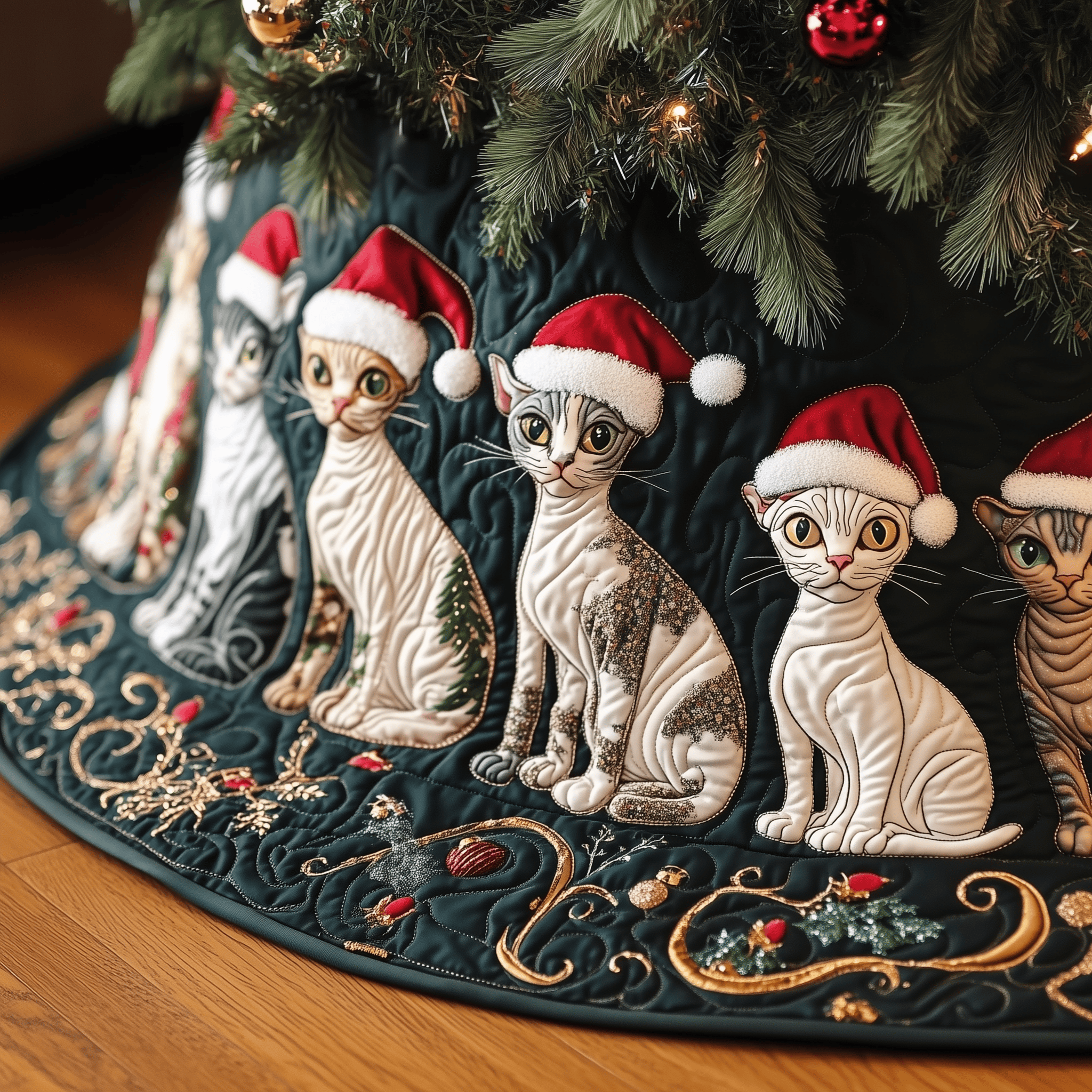Christmas Joyful Sphynx Cat Quilted Tree Skirt Celebrate Traditions Safely with a Timeless Tree Skirt Christmas Joyful Sphynx Cat Quilted Tree Skirt Celebrate Traditions Safely with a Timeless Tree Skirt