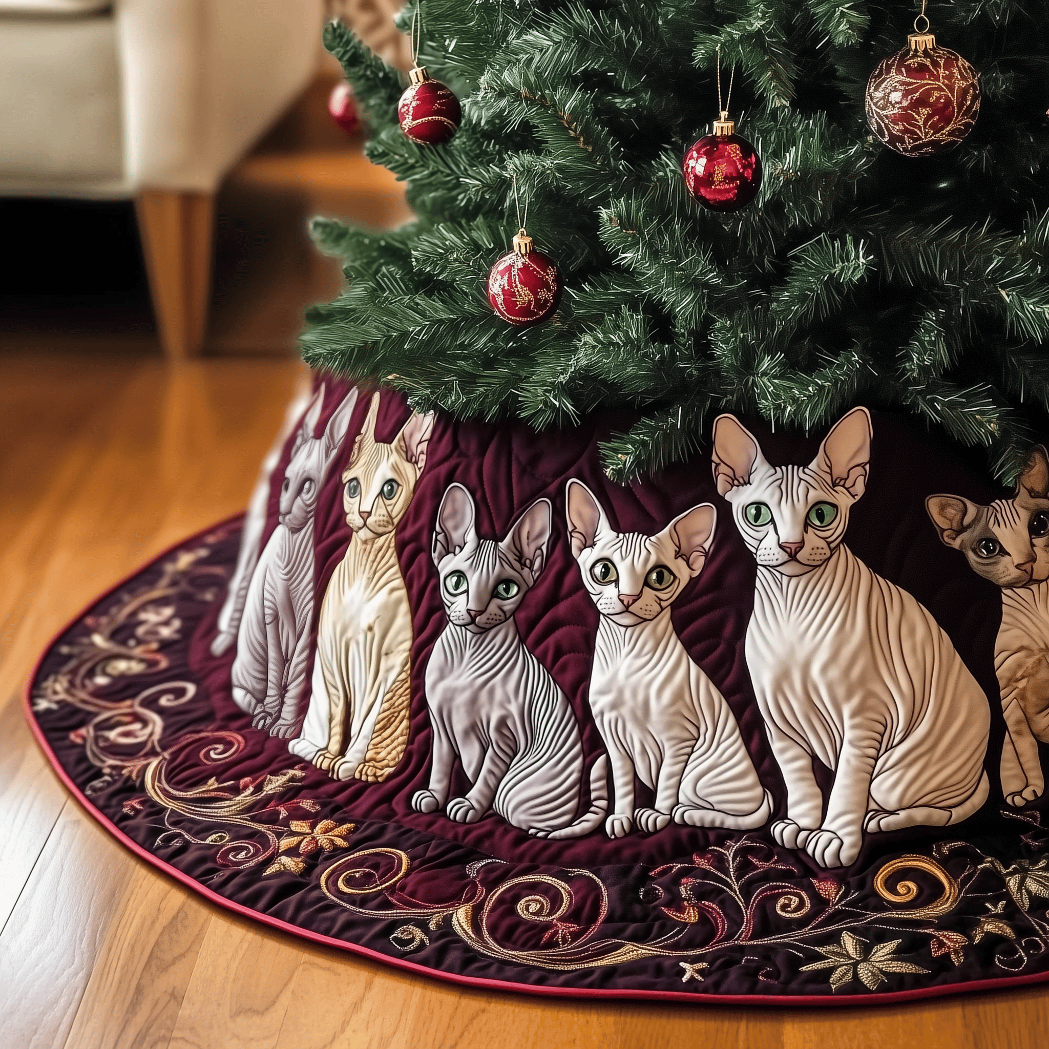 Christmas Joyful Sphynx Cat Quilted Tree Skirt Enjoy Christmas Morning with a Thoughtful Tree Skirt Christmas Joyful Sphynx Cat Quilted Tree Skirt Enjoy Christmas Morning with a Thoughtful Tree Skirt