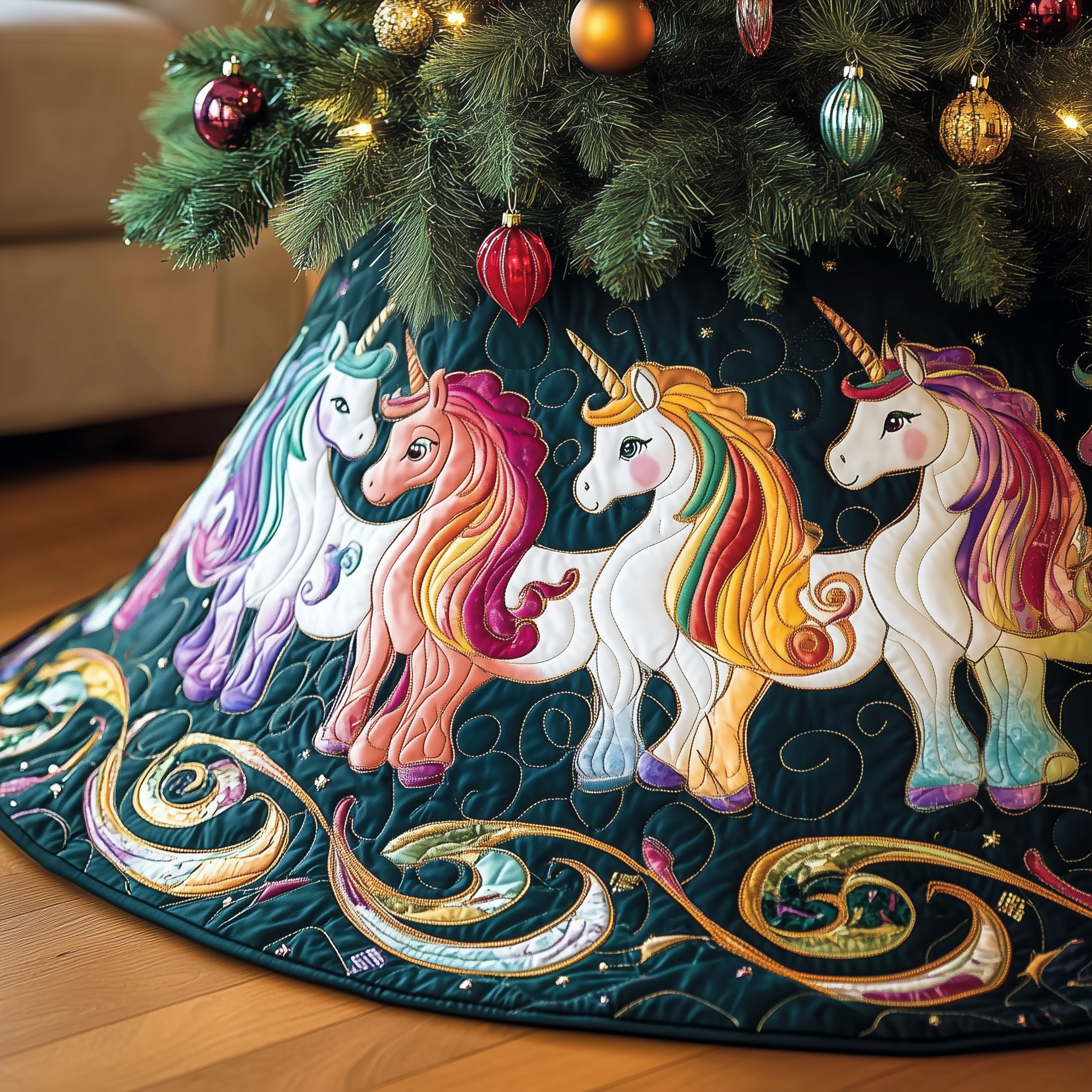 Christmas Joyful Unicorn Quilted Tree Skirt Bring Joy to Your Home with a Trustworthy Tree Skirt Christmas Joyful Unicorn Quilted Tree Skirt Bring Joy to Your Home with a Trustworthy Tree Skirt