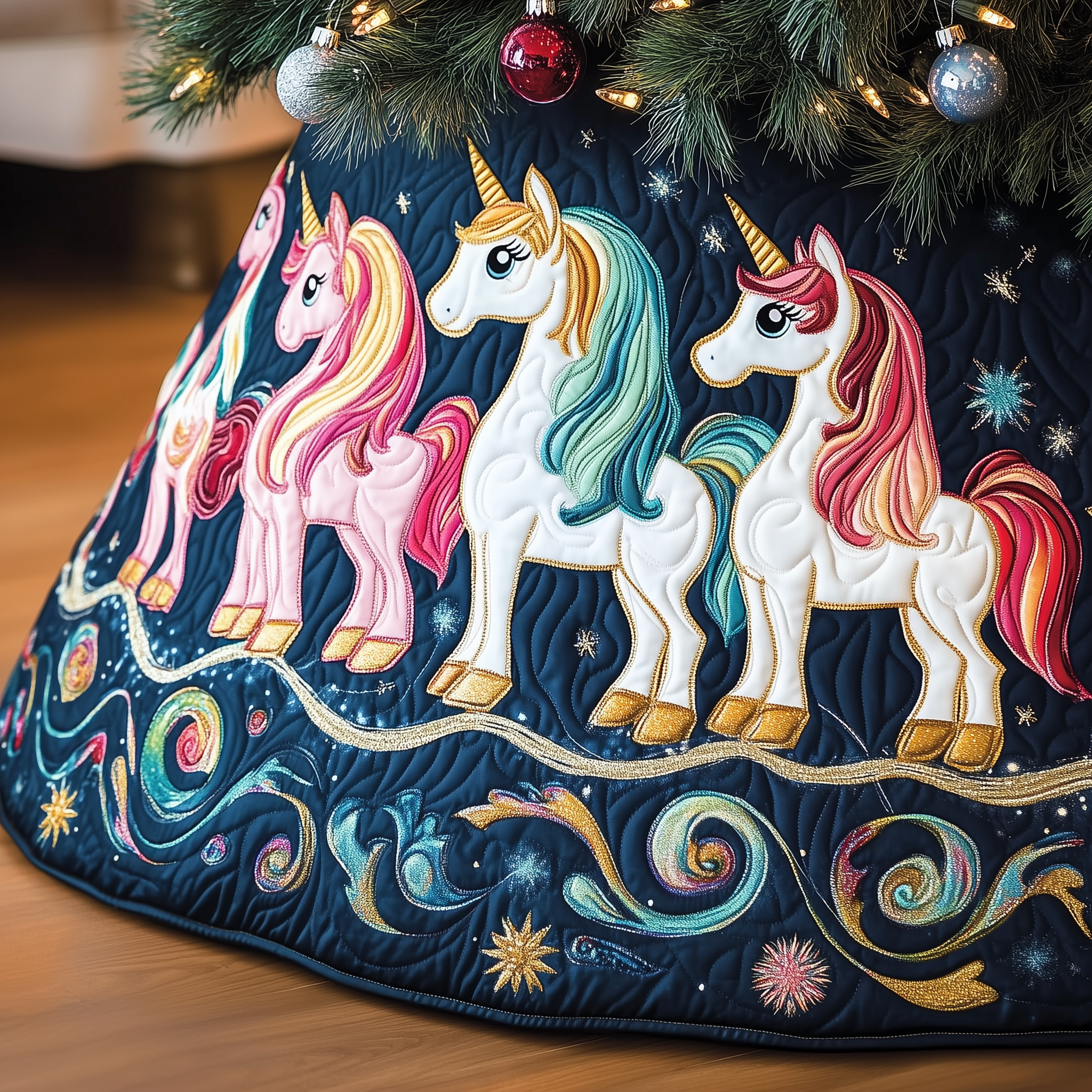 Christmas Joyful Unicorn Quilted Tree Skirt Celebrate Family Moments with a Protective Tree Skirt Christmas Joyful Unicorn Quilted Tree Skirt Celebrate Family Moments with a Protective Tree Skirt