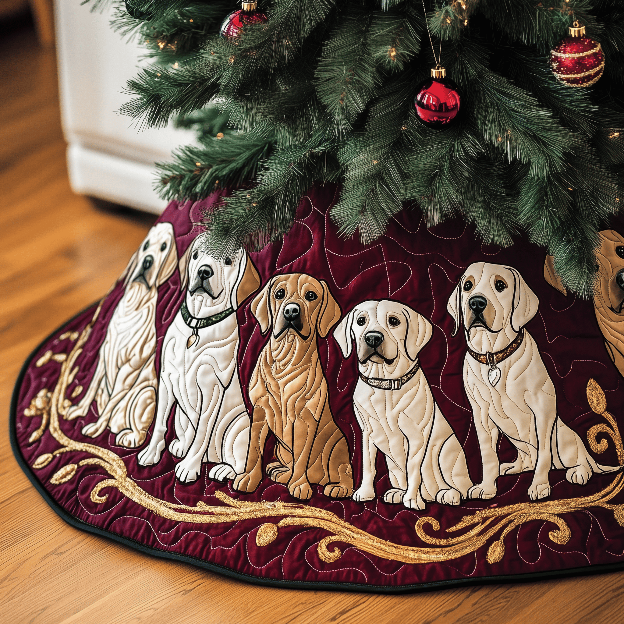 Christmas Labrador Quilted Tree Skirt Celebrate the Holidays Without Stress Choose Safety Christmas Labrador Quilted Tree Skirt Celebrate the Holidays Without Stress Choose Safety