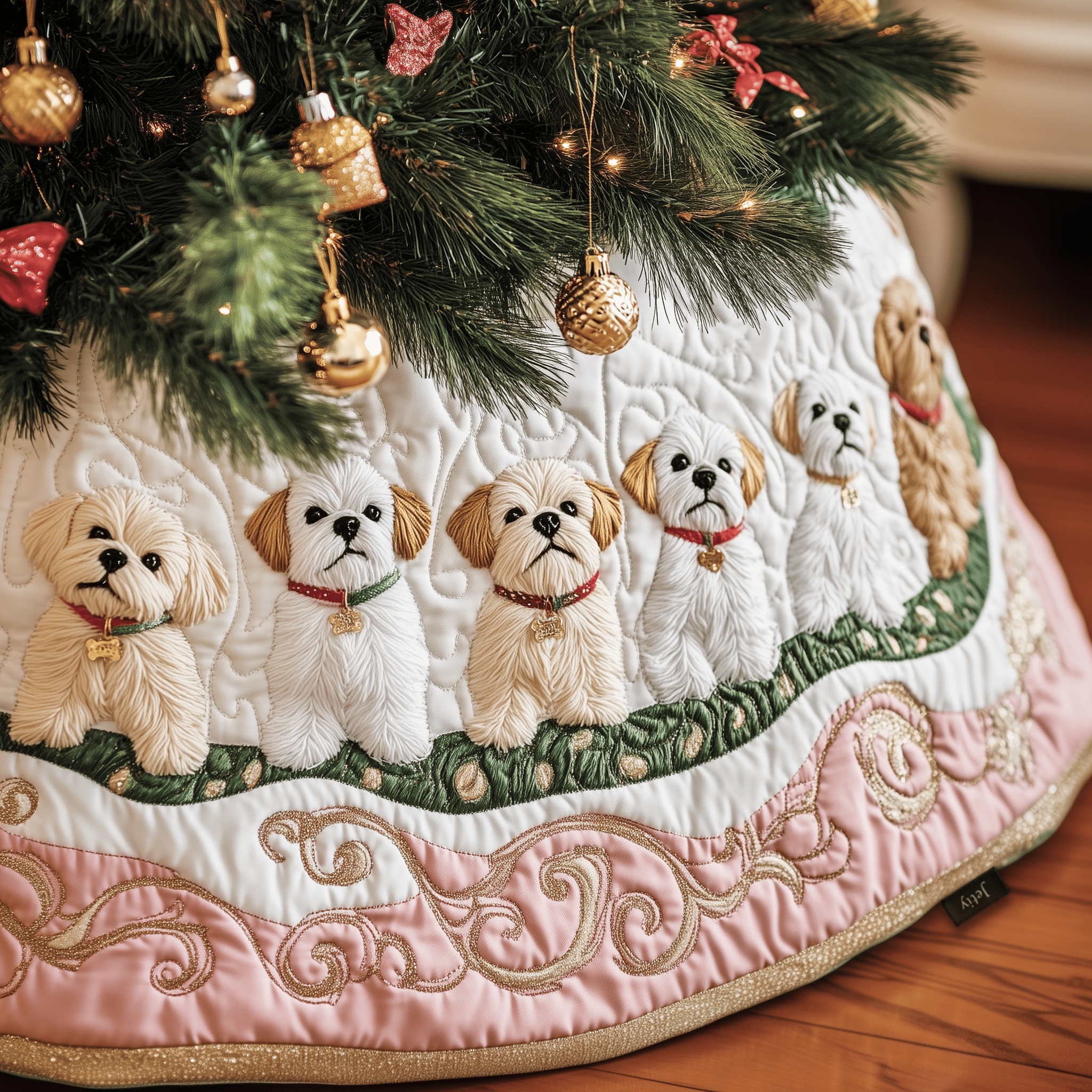 Christmas Maltese Quilted Tree Skirt Feel Good About Your Tree Decor This Holiday Christmas Maltese Quilted Tree Skirt Feel Good About Your Tree Decor This Holiday