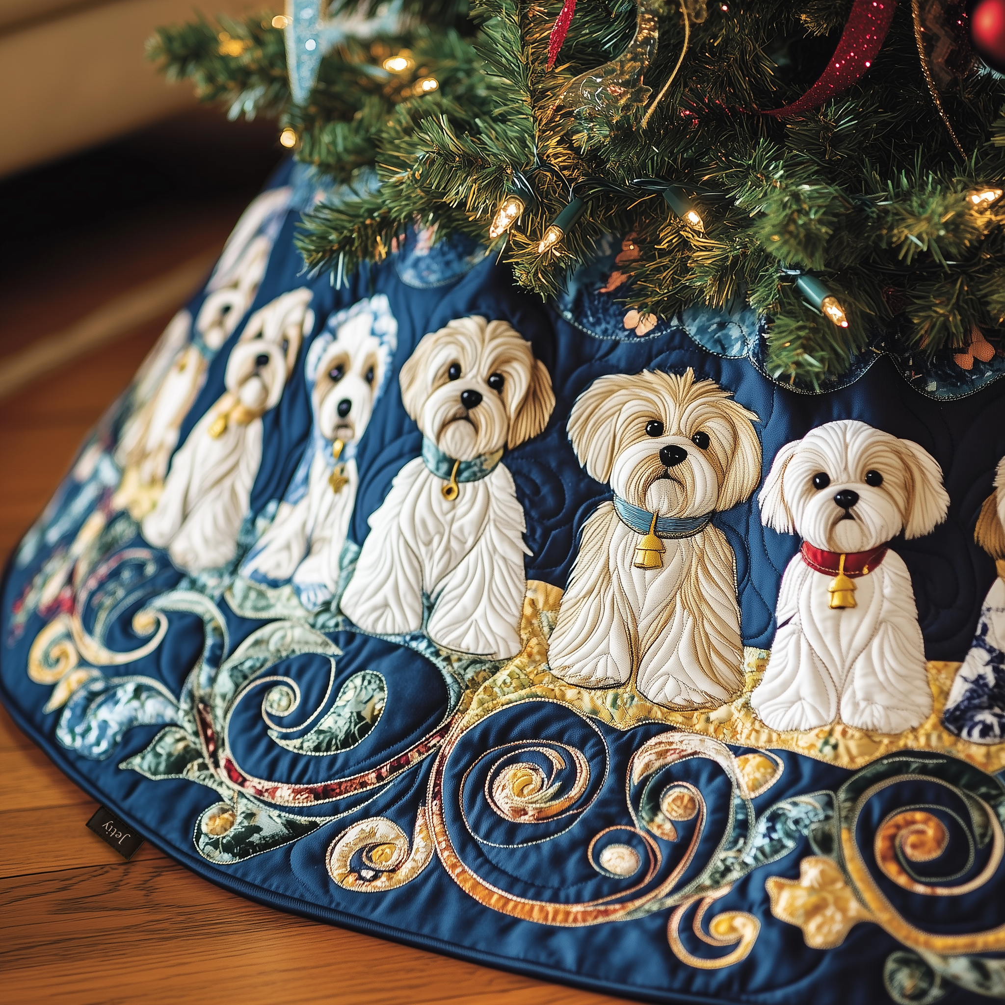 Christmas Maltese Quilted Tree Skirt Make Christmas Simple and Stylish with Protective Decor Christmas Maltese Quilted Tree Skirt Make Christmas Simple and Stylish with Protective Decor