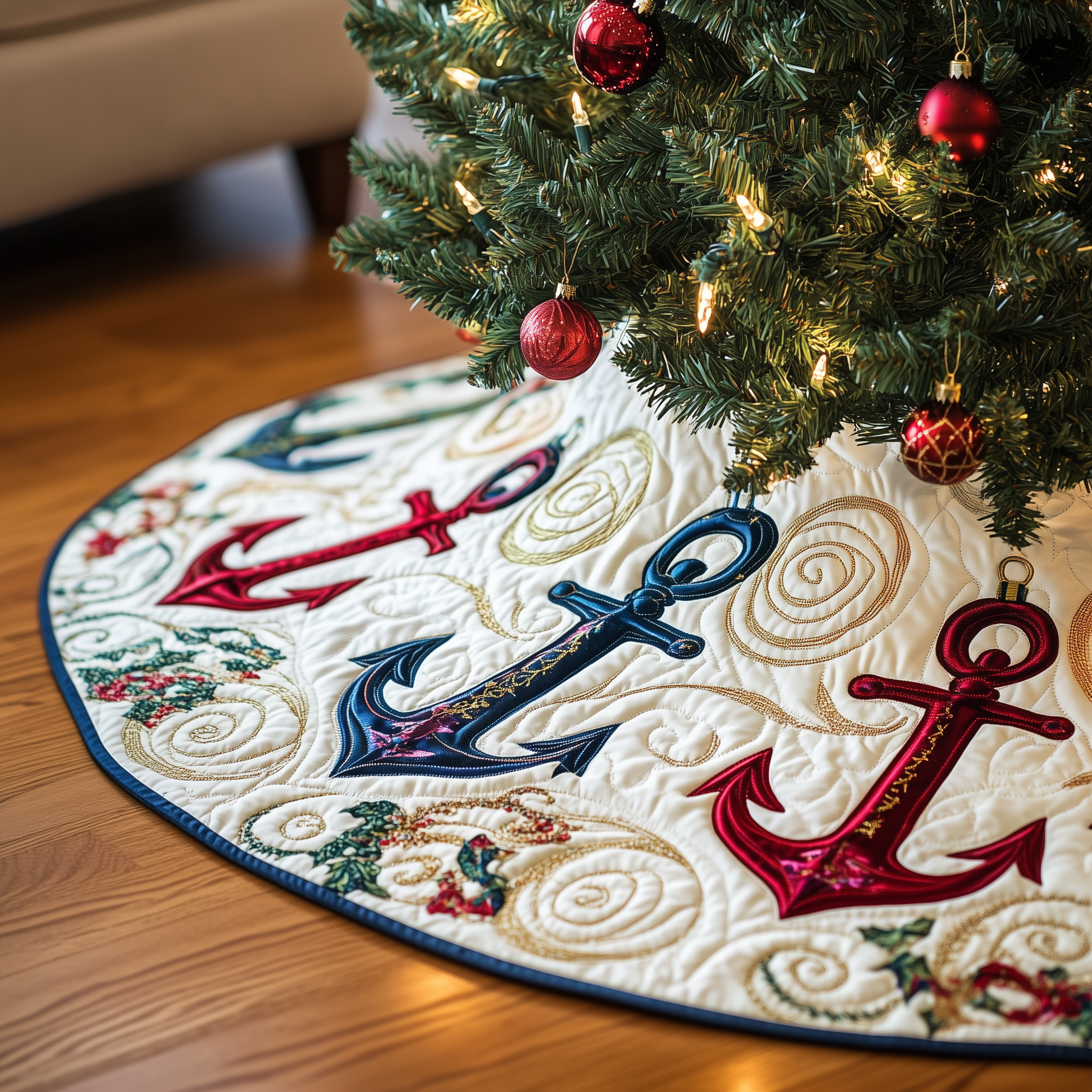 Christmas Nautical Quilted Tree Skirt Celebrate Beautifully with a Reliable Tree Skirt Christmas Nautical Quilted Tree Skirt Celebrate Beautifully with a Reliable Tree Skirt