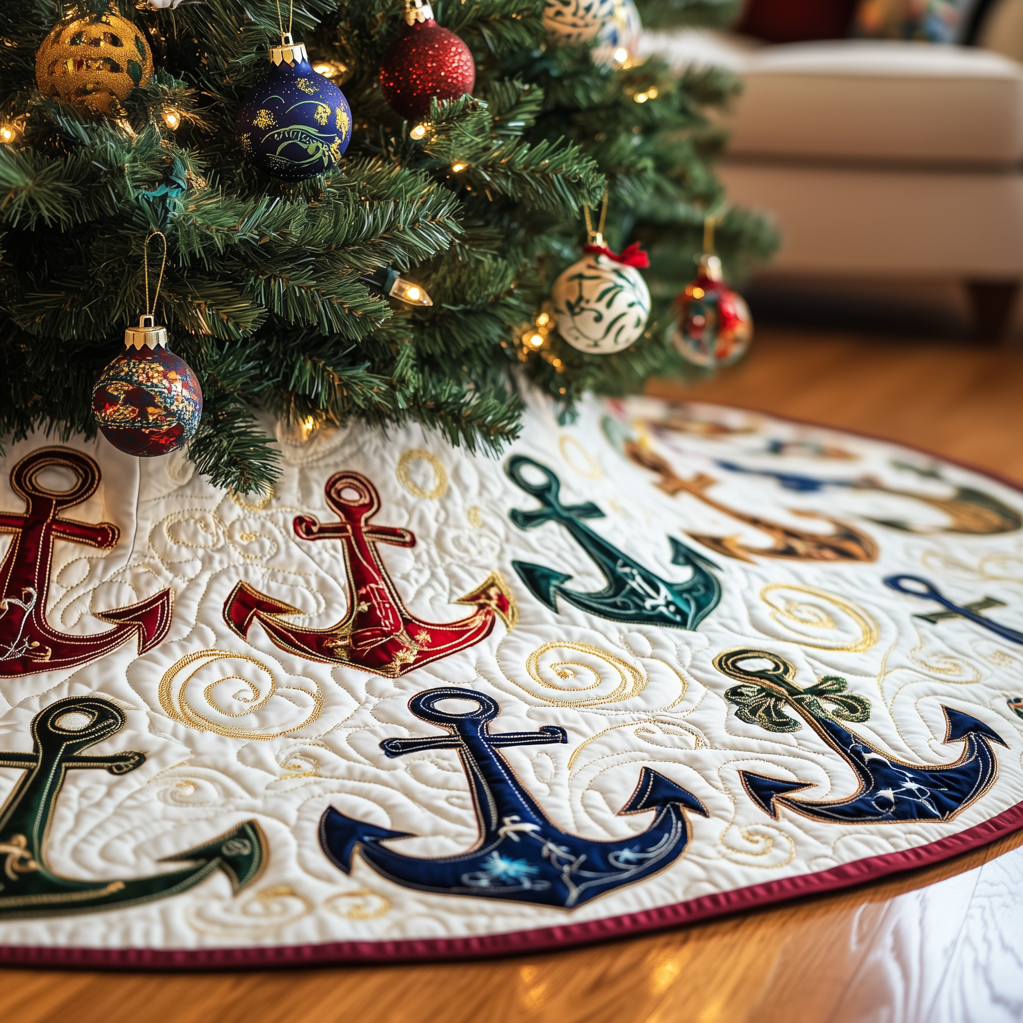 Christmas Nautical Quilted Tree Skirt Feel Joy and Comfort with a Thoughtful Holiday Addition Christmas Nautical Quilted Tree Skirt Feel Joy and Comfort with a Thoughtful Holiday Addition