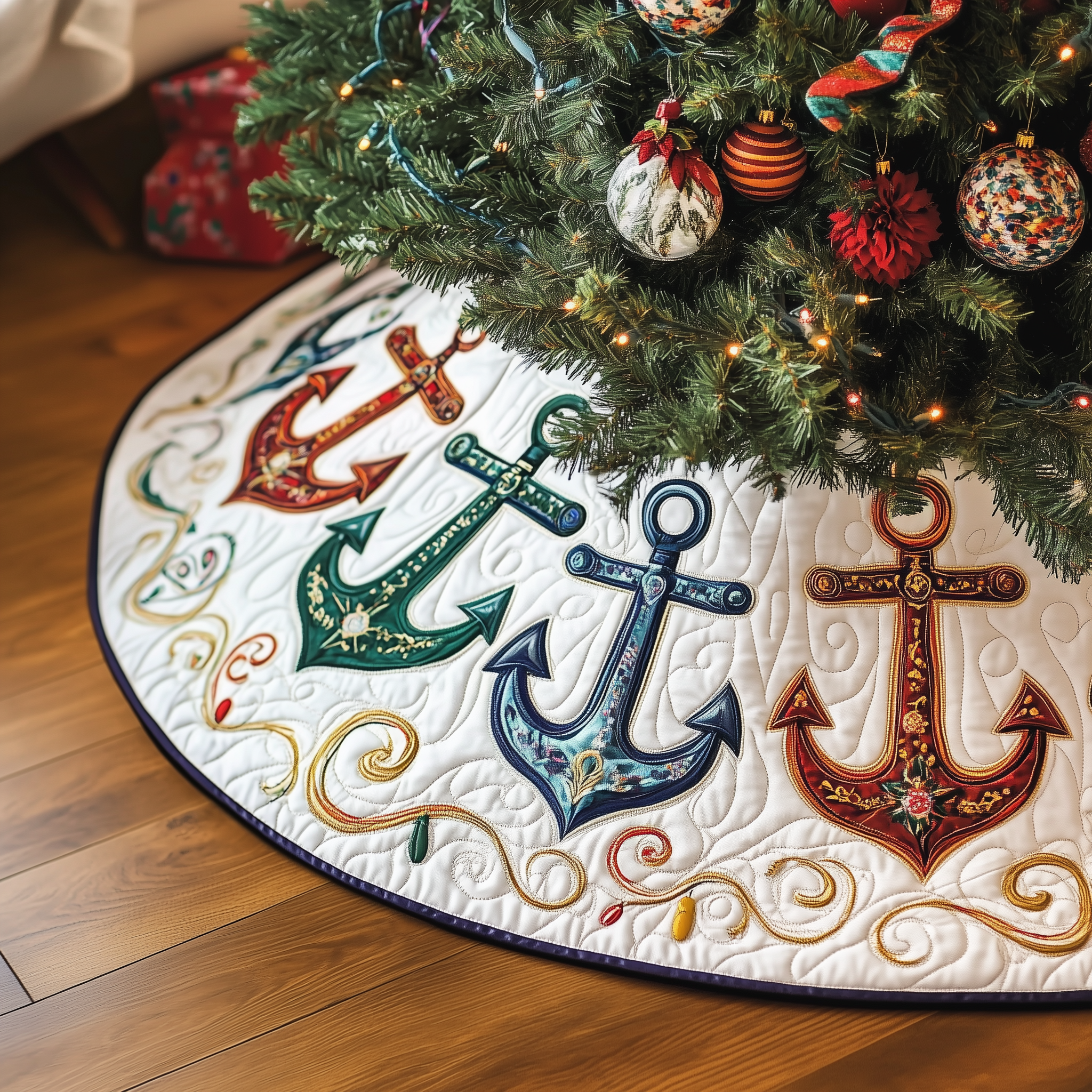 Christmas Nautical Quilted Tree Skirt Feel the Holidays Begin with a Safe and Stunning Tree Skirt Christmas Nautical Quilted Tree Skirt Feel the Holidays Begin with a Safe and Stunning Tree Skirt