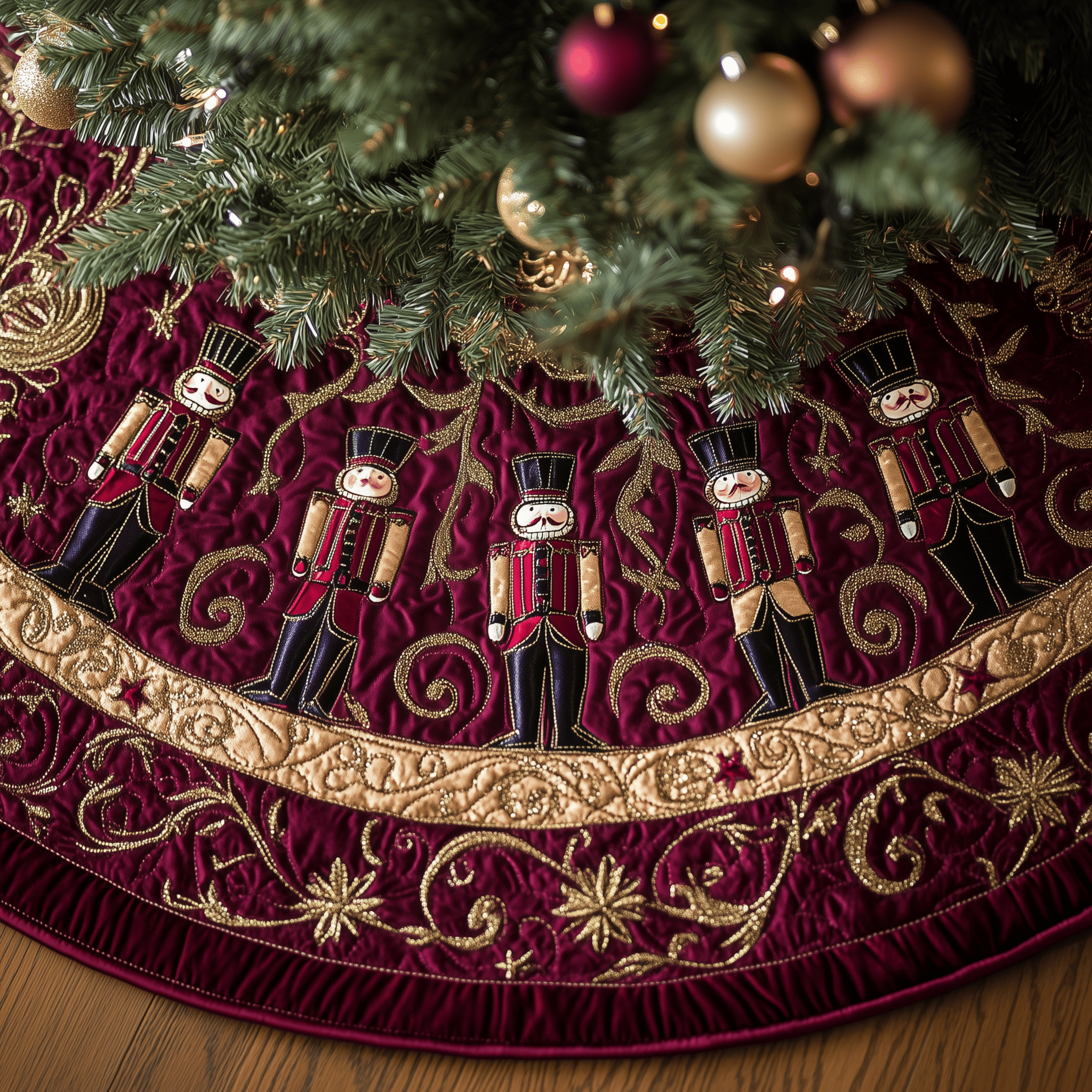 Christmas Nutcracker Quilted Tree Skirt Celebrate Without Compromise Protect Floors in Style Christmas Nutcracker Quilted Tree Skirt Celebrate Without Compromise Protect Floors in Style