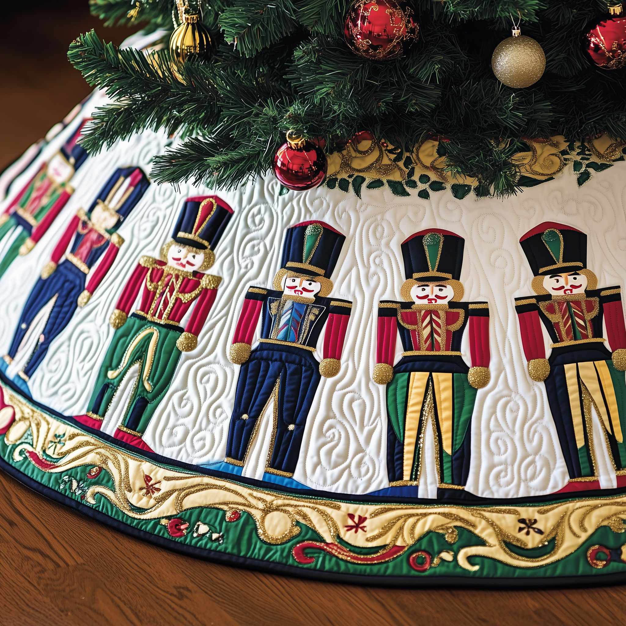 Christmas Nutcracker Quilted Tree Skirt Experience the Magic of Christmas with a Stylish Tree Skirt Christmas Nutcracker Quilted Tree Skirt Experience the Magic of Christmas with a Stylish Tree Skirt