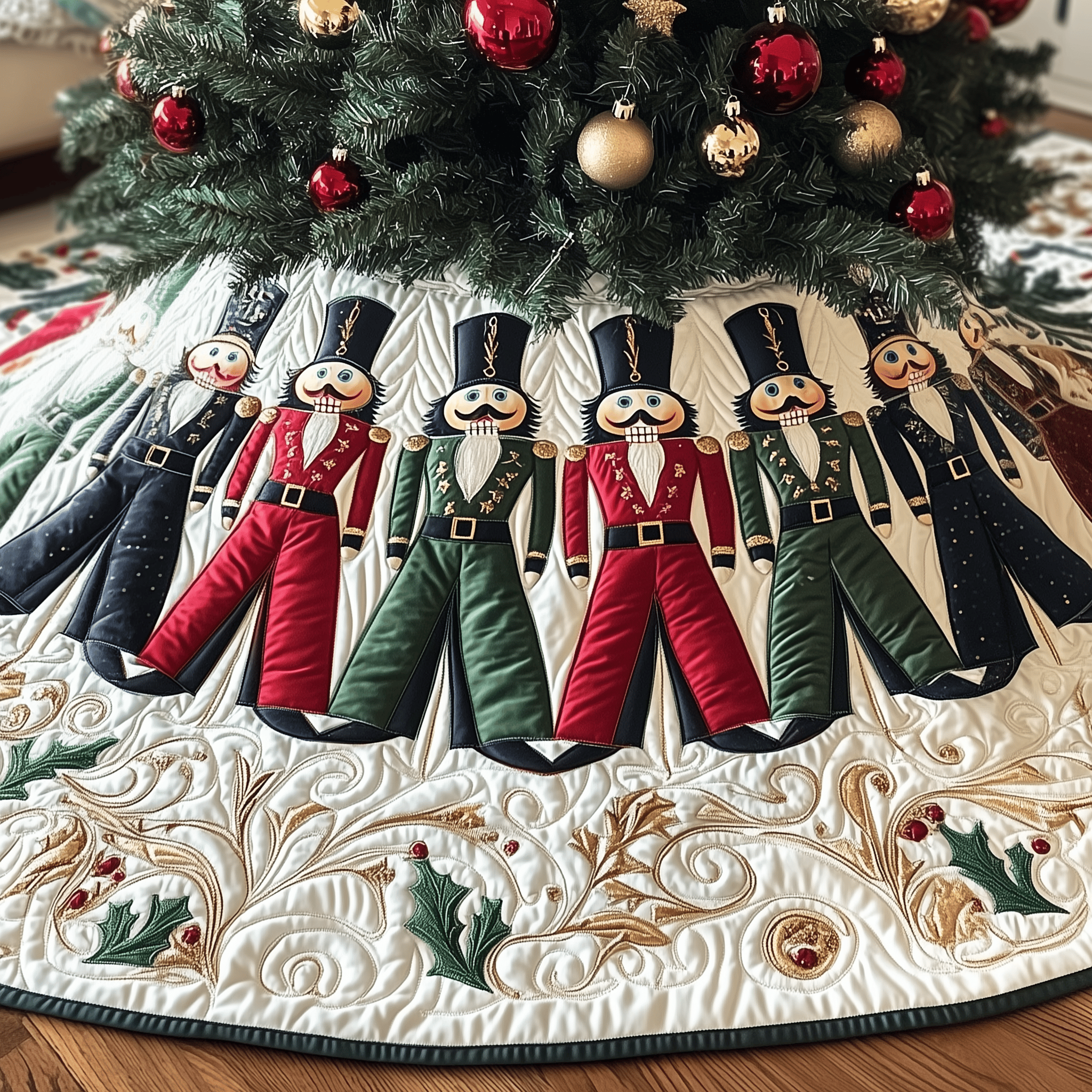 Christmas Nutcracker Quilted Tree Skirt Feel Peaceful Amid the Holiday Rush with Protective Decor Christmas Nutcracker Quilted Tree Skirt Feel Peaceful Amid the Holiday Rush with Protective Decor