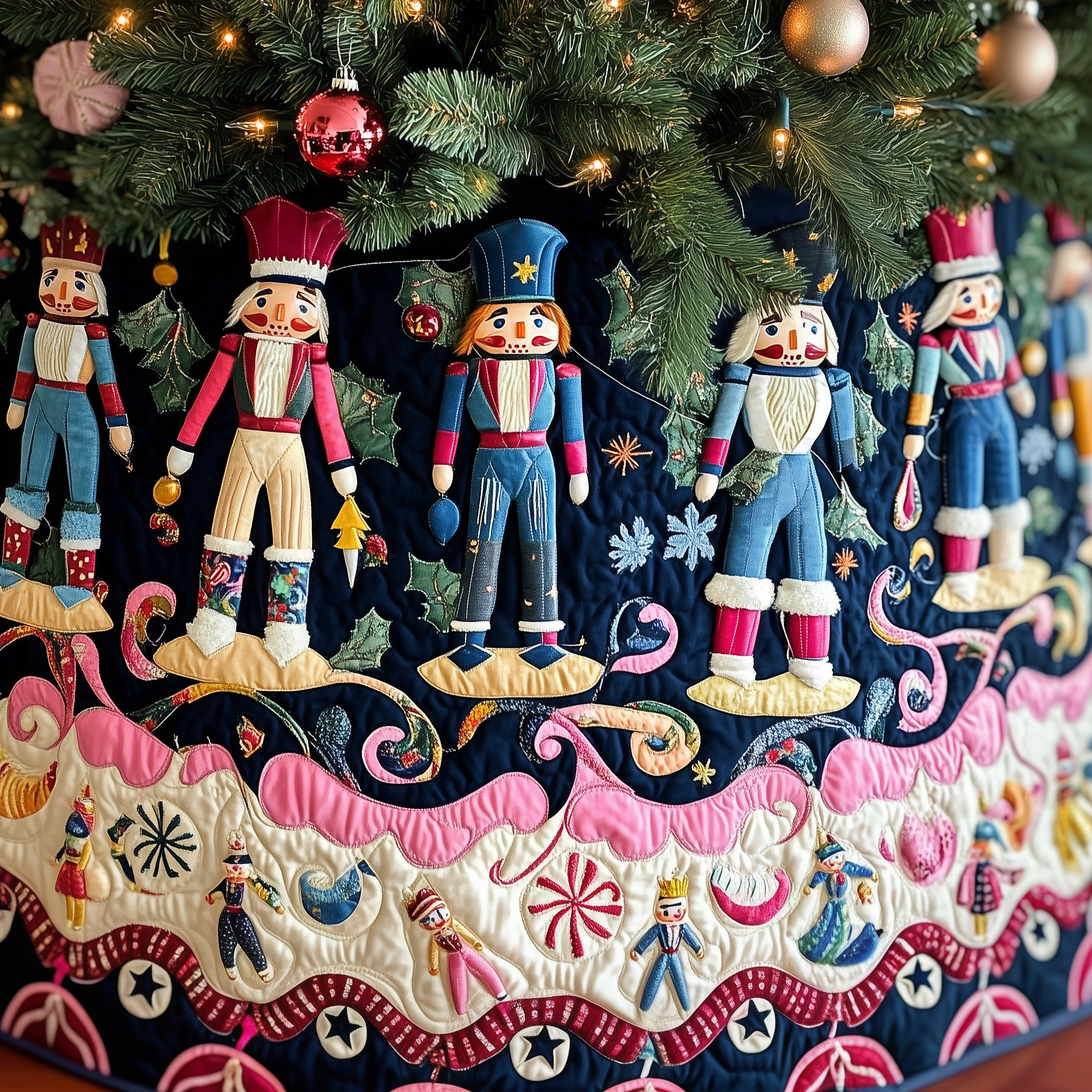 Christmas Nutcracker Quilted Tree Skirt Feel the Heart of Christmas Beneath Your Tree Christmas Nutcracker Quilted Tree Skirt Feel the Heart of Christmas Beneath Your Tree