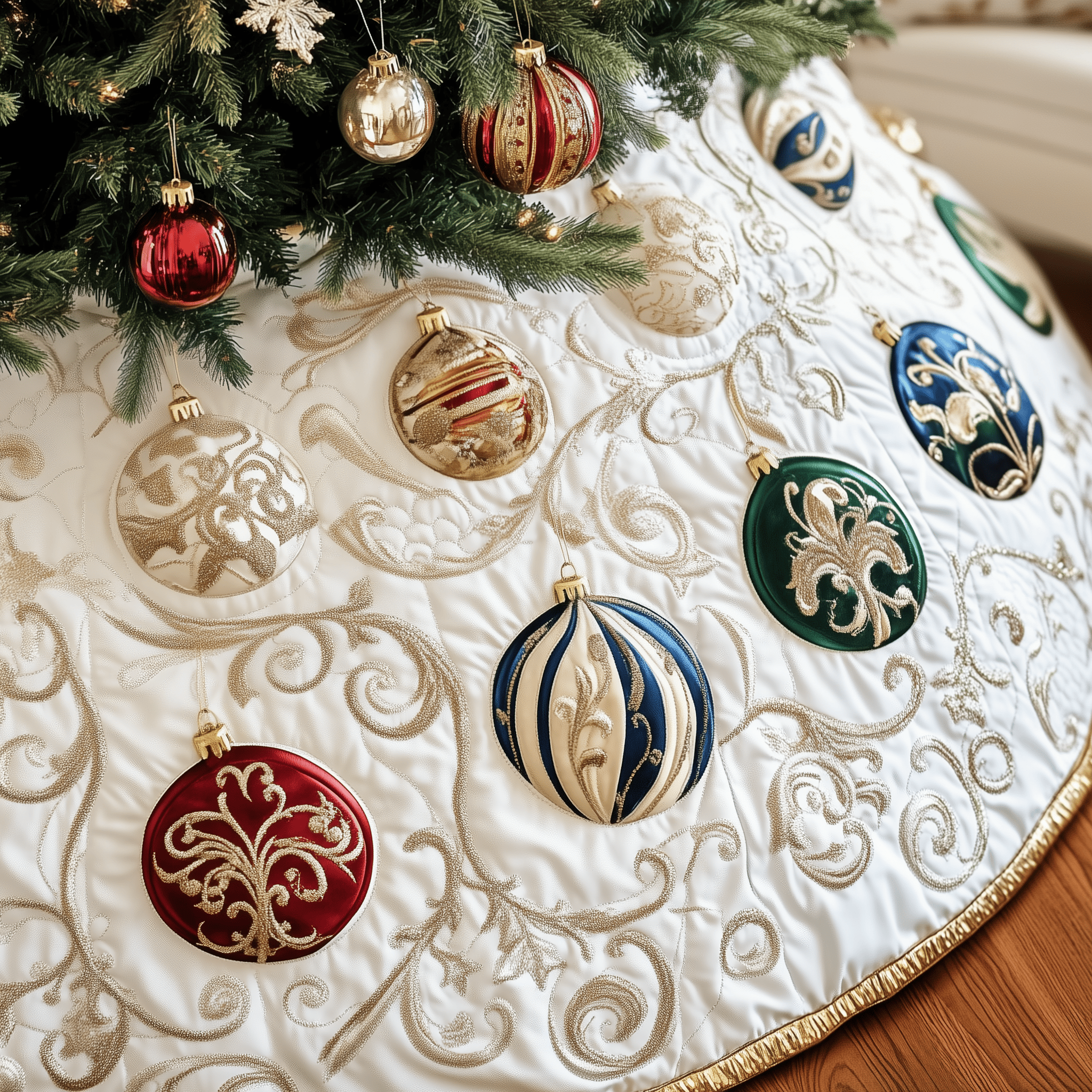 Christmas Ornament Quilted Tree Skirt Celebrate in Style with a Tree Skirt That Protects Christmas Ornament Quilted Tree Skirt Celebrate in Style with a Tree Skirt That Protects