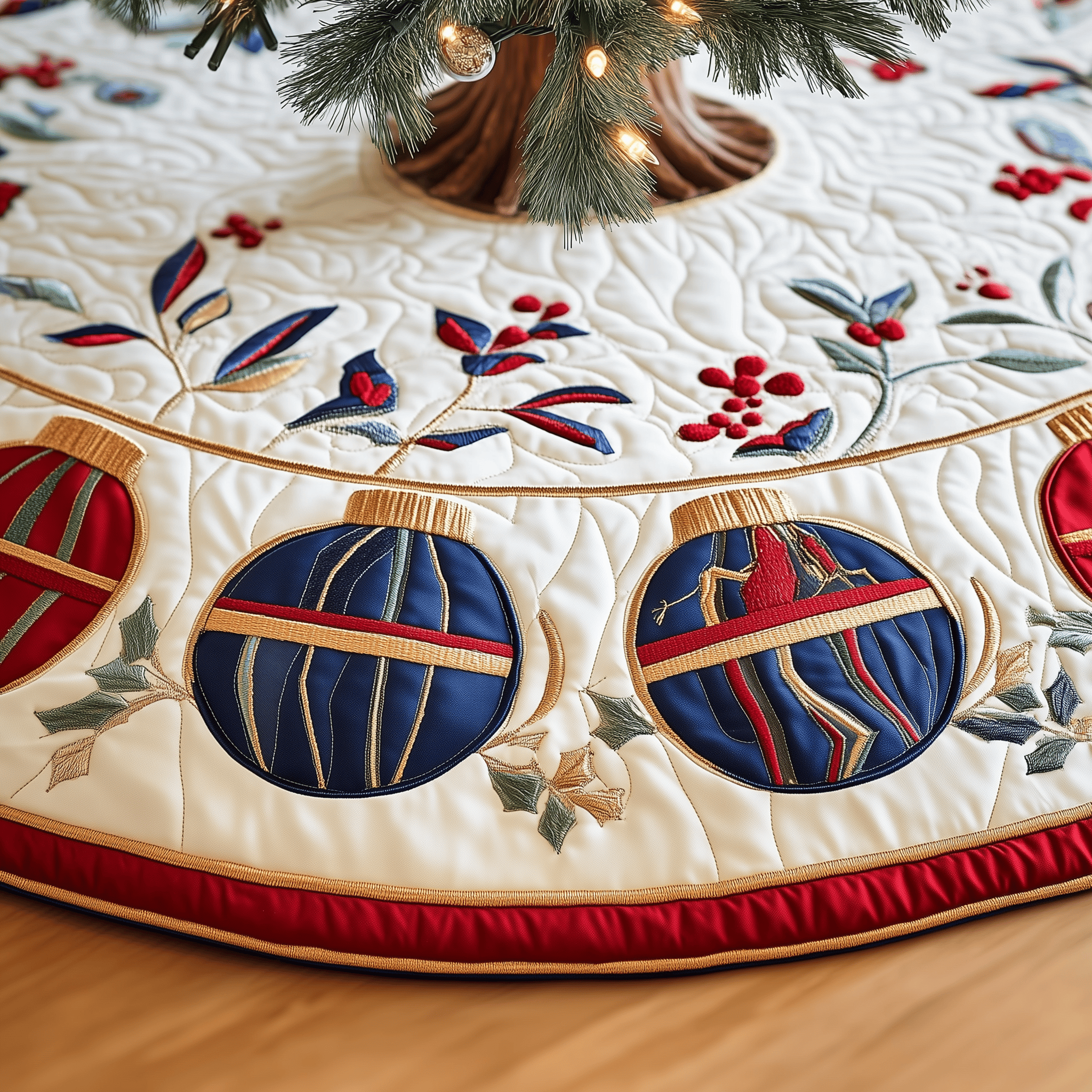 Christmas Ornaments Quilted Tree Skirt Feel the Holiday Spirit with a Safe and Chic Tree Skirt Christmas Ornaments Quilted Tree Skirt Feel the Holiday Spirit with a Safe and Chic Tree Skirt