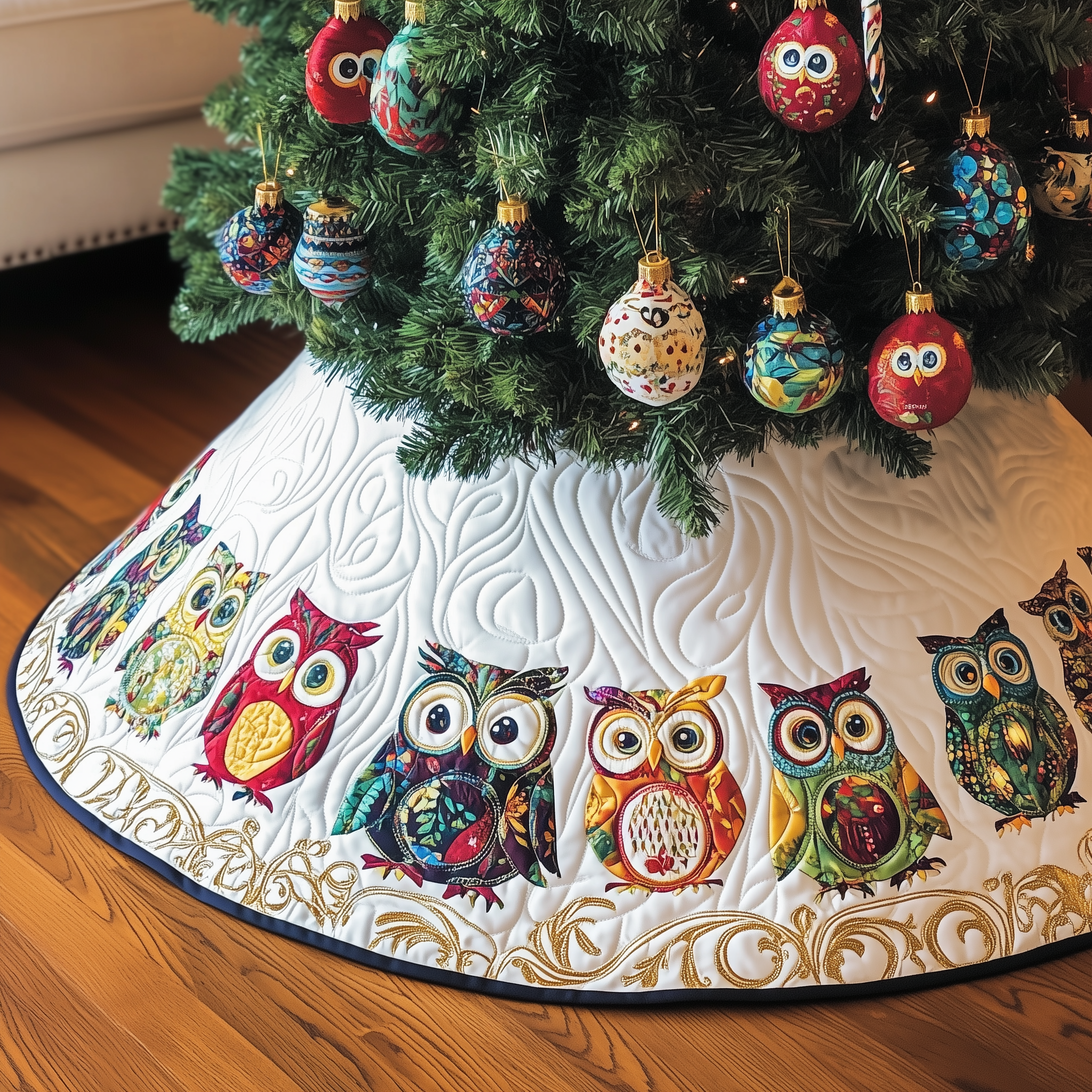 Christmas Owl Quilted Tree Skirt Celebrate with Grace and Safety in Every Detail Christmas Owl Quilted Tree Skirt Celebrate with Grace and Safety in Every Detail