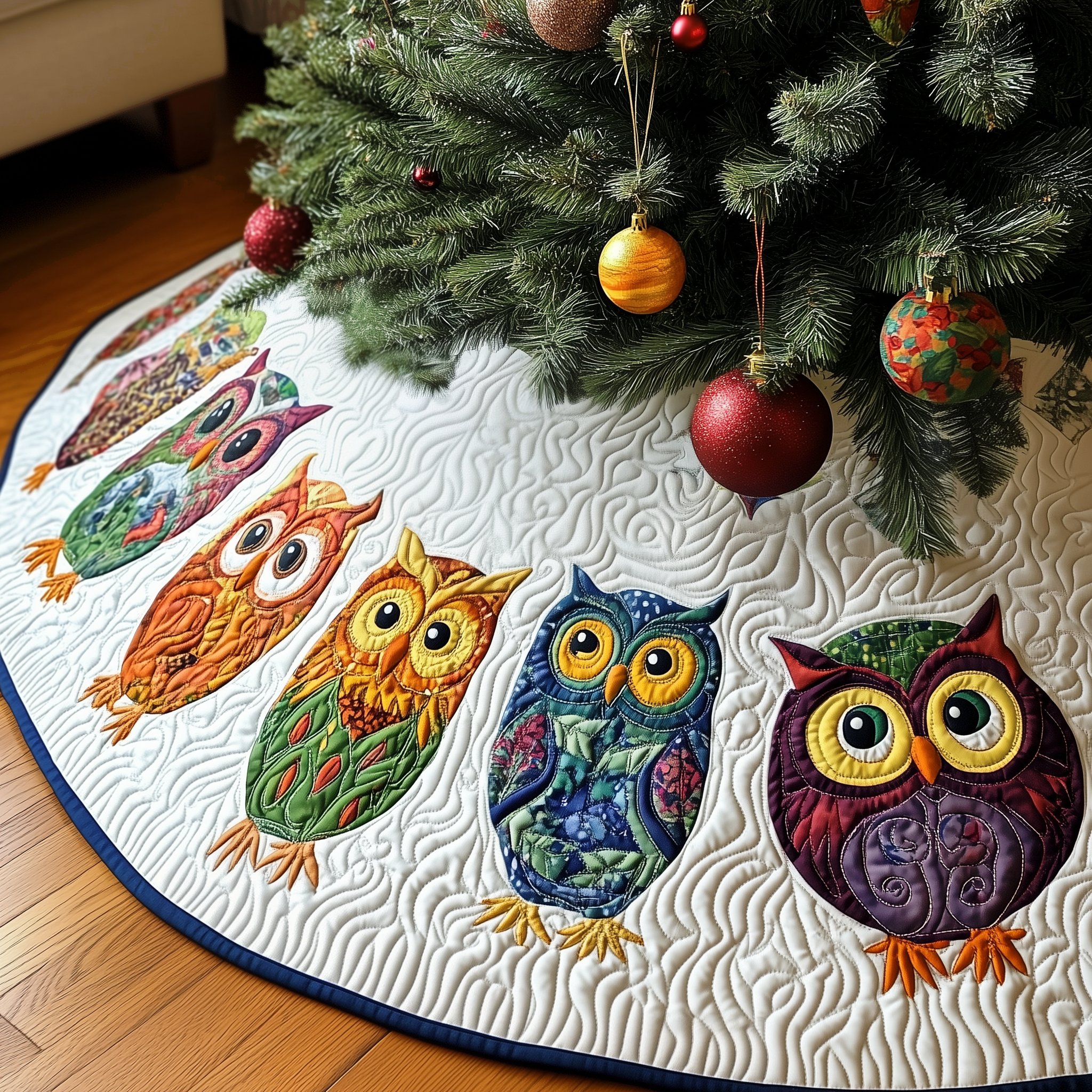Christmas Owl Quilted Tree Skirt Enjoy a Festive and Worry-Free Holiday Season Christmas Owl Quilted Tree Skirt Enjoy a Festive and Worry-Free Holiday Season