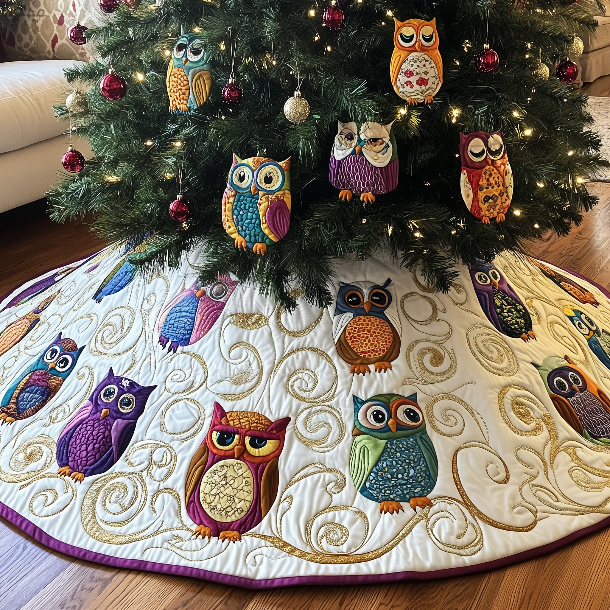 Christmas Owl Quilted Tree Skirt Style Meets Comfort in the Perfect Christmas Tree Skirt Christmas Owl Quilted Tree Skirt Style Meets Comfort in the Perfect Christmas Tree Skirt