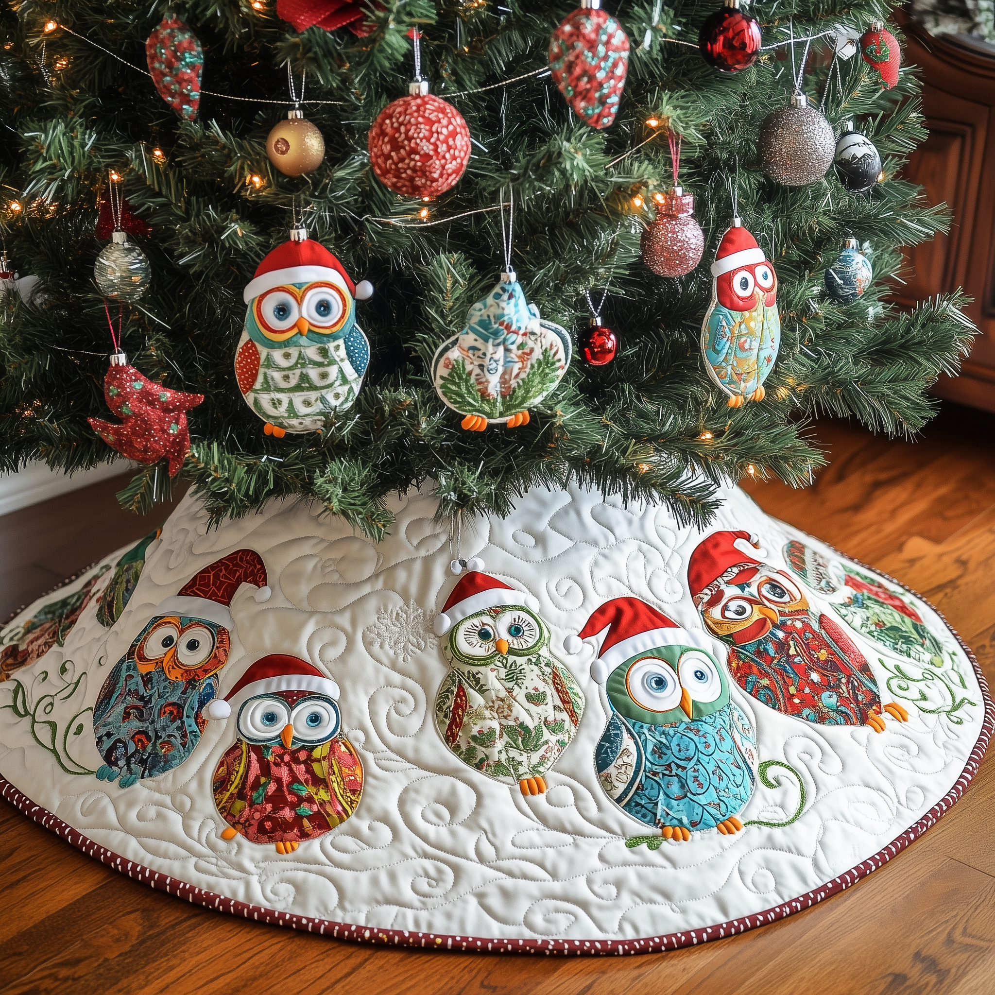 Christmas Owls Quilted Tree Skirt Celebrate Life's Little Moments with a Perfect Tree Skirt Christmas Owls Quilted Tree Skirt Celebrate Life's Little Moments with a Perfect Tree Skirt