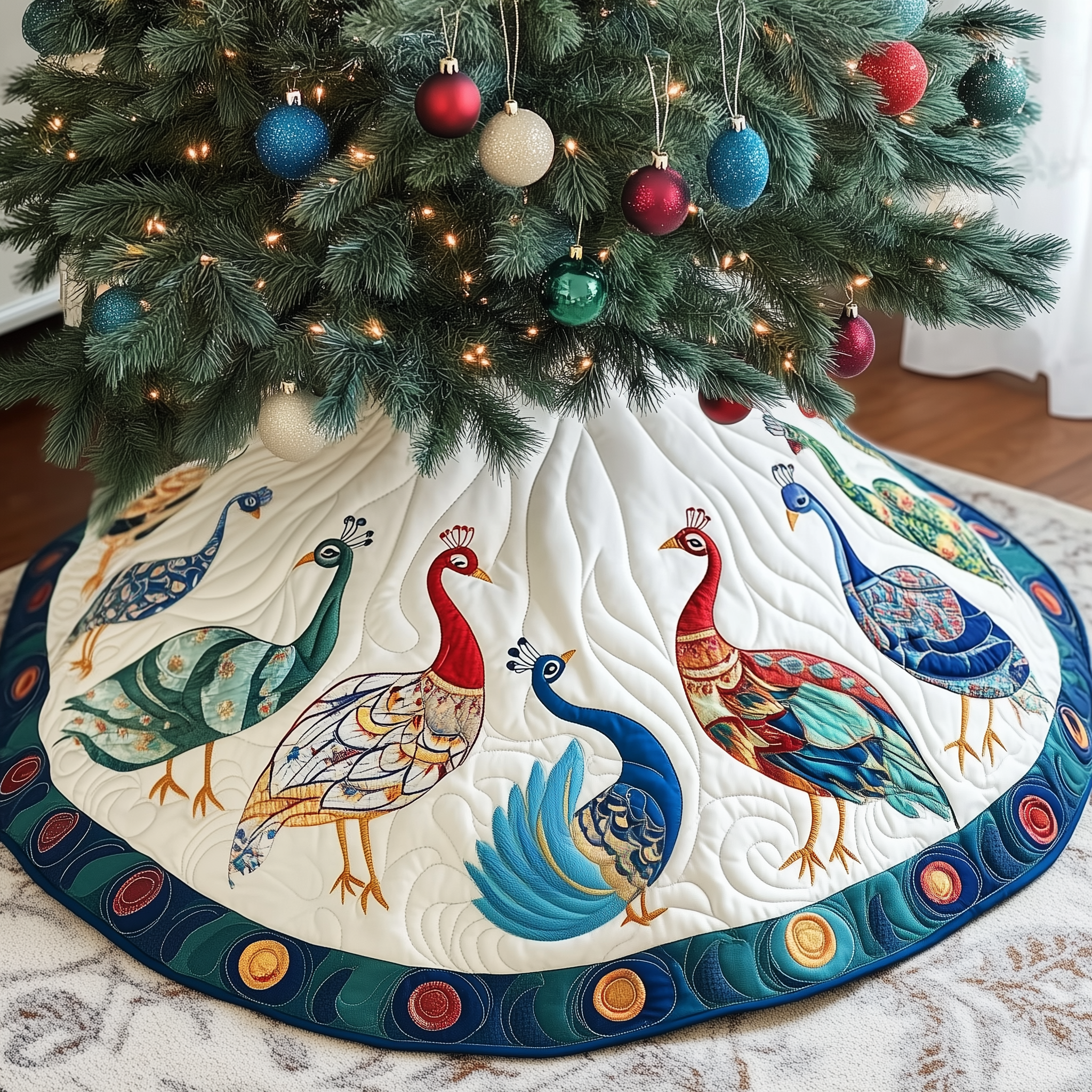 Christmas Peacock Quilted Tree Skirt Celebrate Family Moments with a Protective Tree Skirt Christmas Peacock Quilted Tree Skirt Celebrate Family Moments with a Protective Tree Skirt