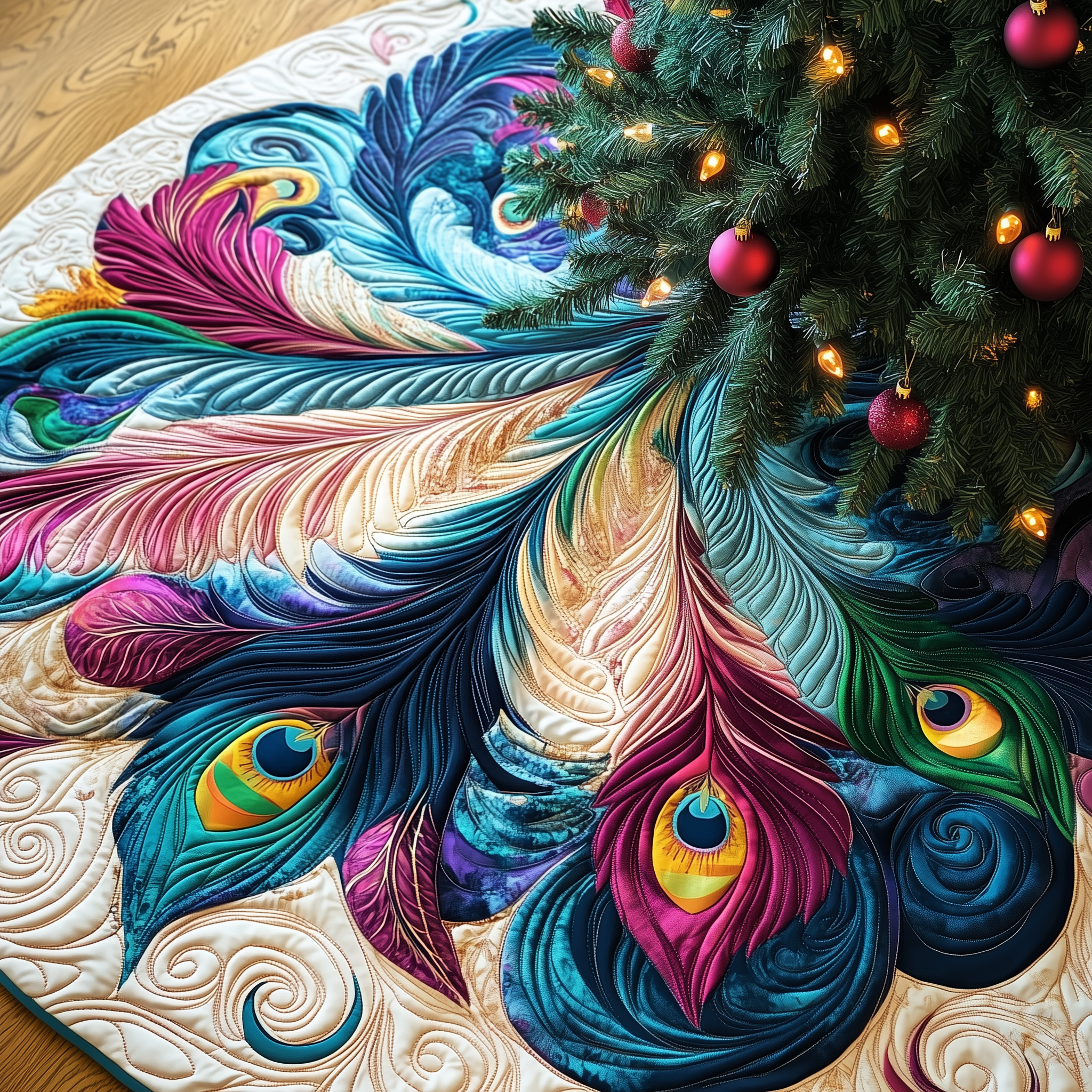 Christmas Peacock Quilted Tree Skirt Make Every Holiday Moment Bright with a Chic Tree Skirt Christmas Peacock Quilted Tree Skirt Make Every Holiday Moment Bright with a Chic Tree Skirt