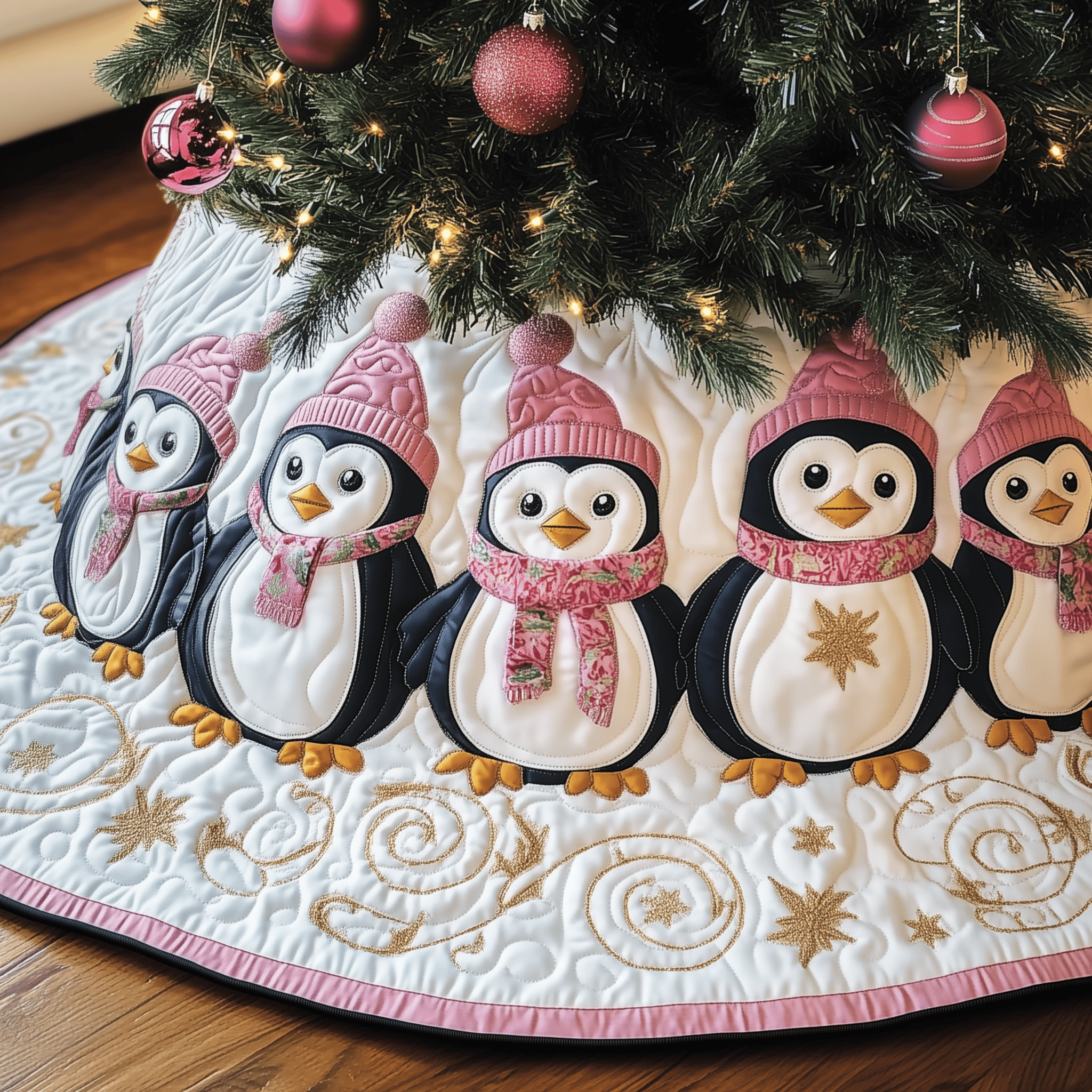 Christmas Penguin Quilted Tree Skirt Celebrate Togetherness with Thoughtful Holiday Decor Christmas Penguin Quilted Tree Skirt Celebrate Togetherness with Thoughtful Holiday Decor