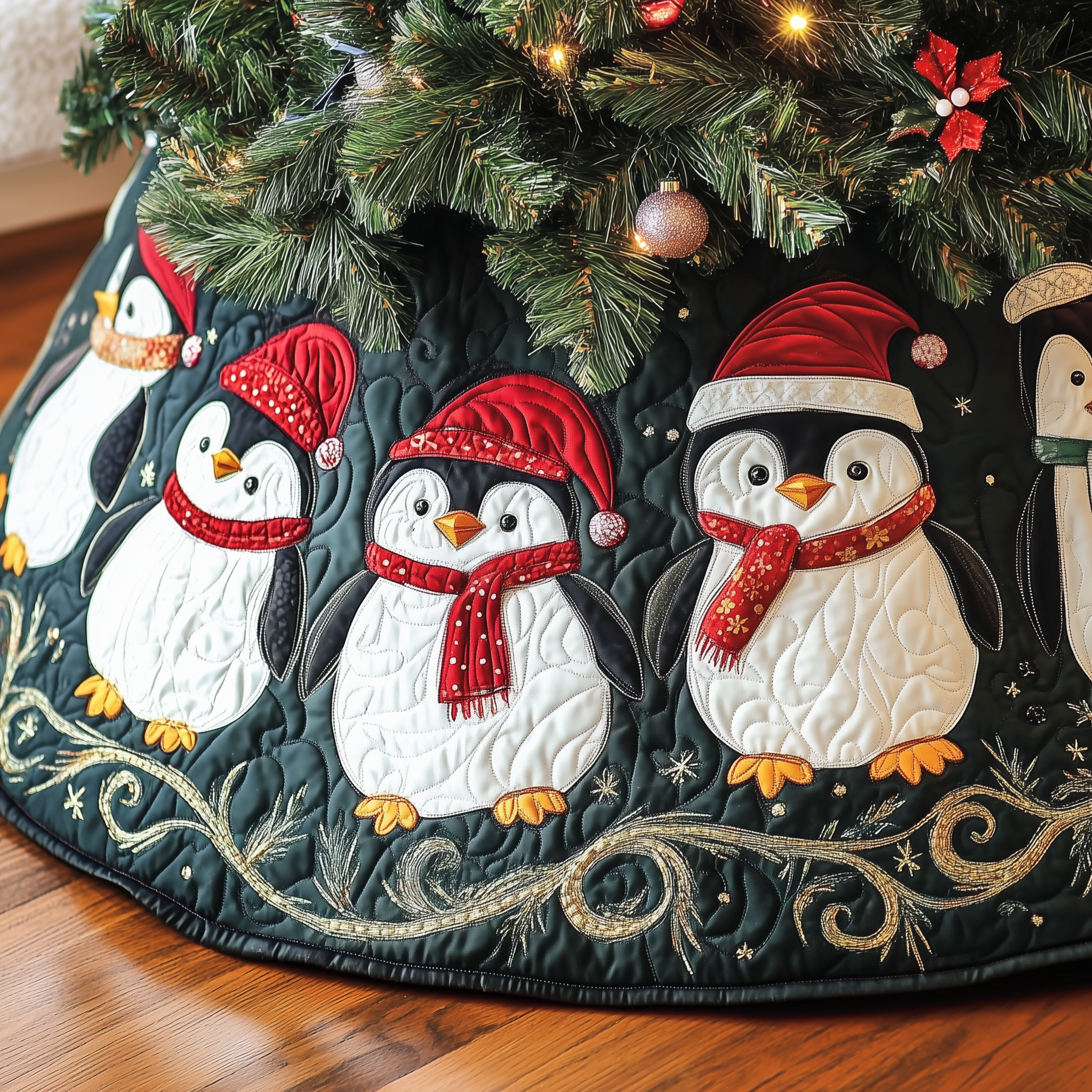 Christmas Penguin Quilted Tree Skirt Feel Good About Your Tree Decor This Holiday Christmas Penguin Quilted Tree Skirt Feel Good About Your Tree Decor This Holiday