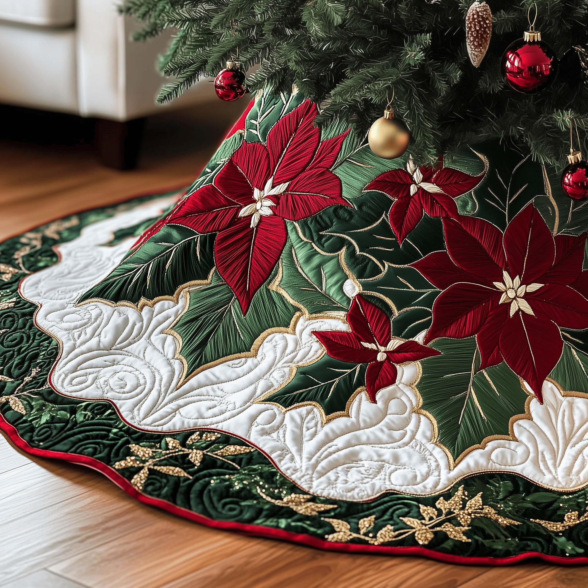 Christmas Poinsettias Quilted Tree Skirt Relax and Let the Holidays Shine with a Trusted Tree Skirt Christmas Poinsettias Quilted Tree Skirt Relax and Let the Holidays Shine with a Trusted Tree Skirt
